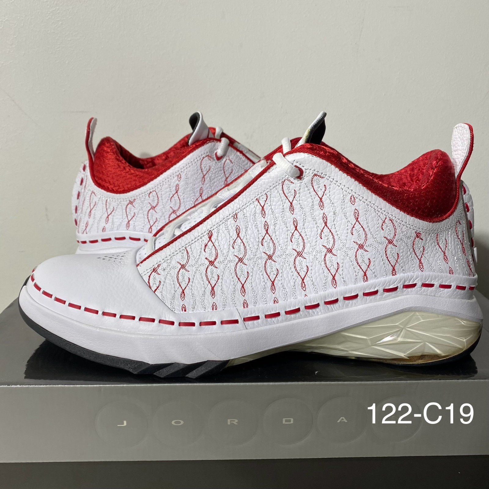 Size 12.5 – Air Jordan 23 OG Low White Varsity Red Mens 323405-161 Ship Fast!