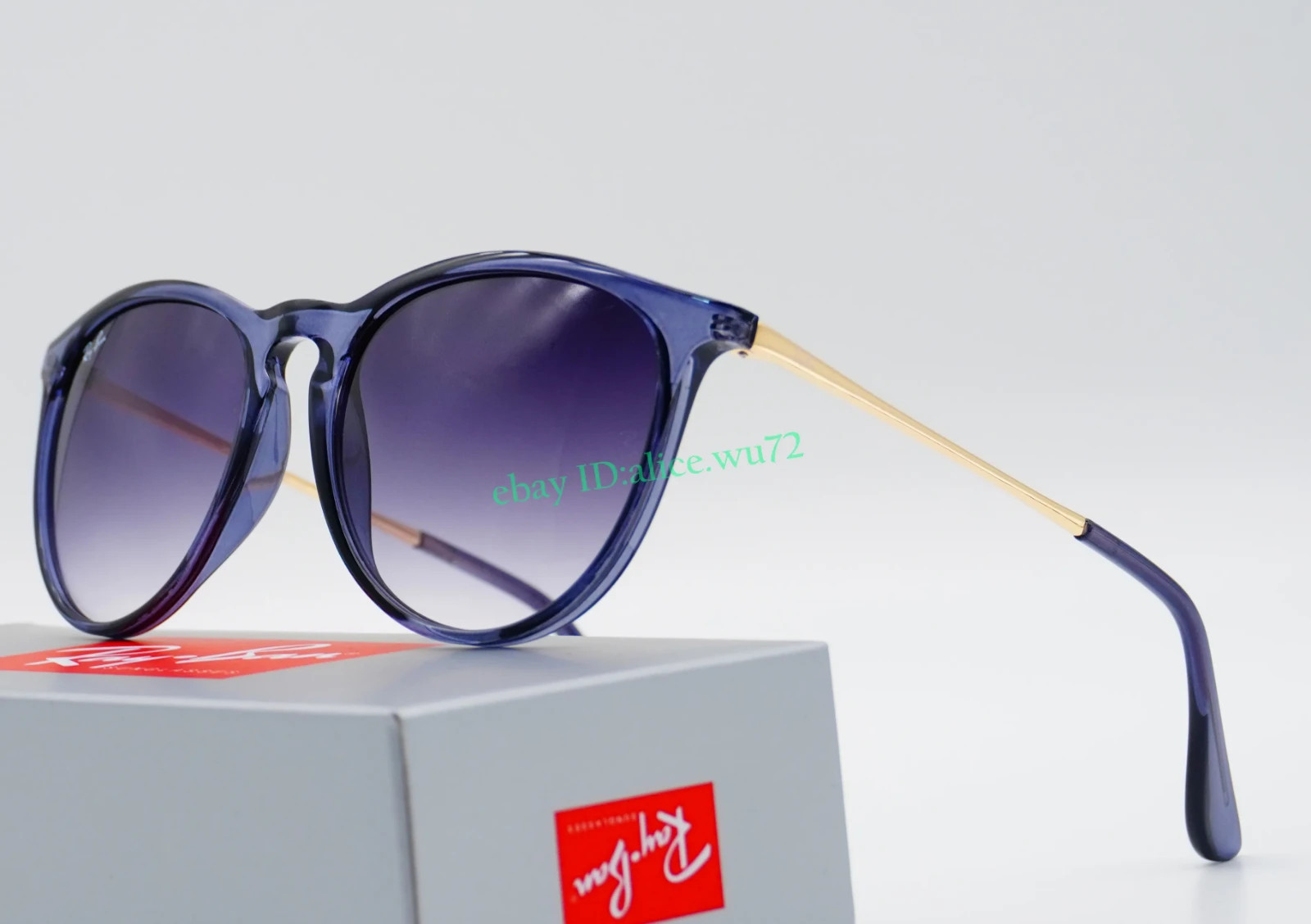 Ray-Ban Erika RB4171 Sunglasses Blue Frame Gray Gradient Lens Unisex 54mm 2N UV