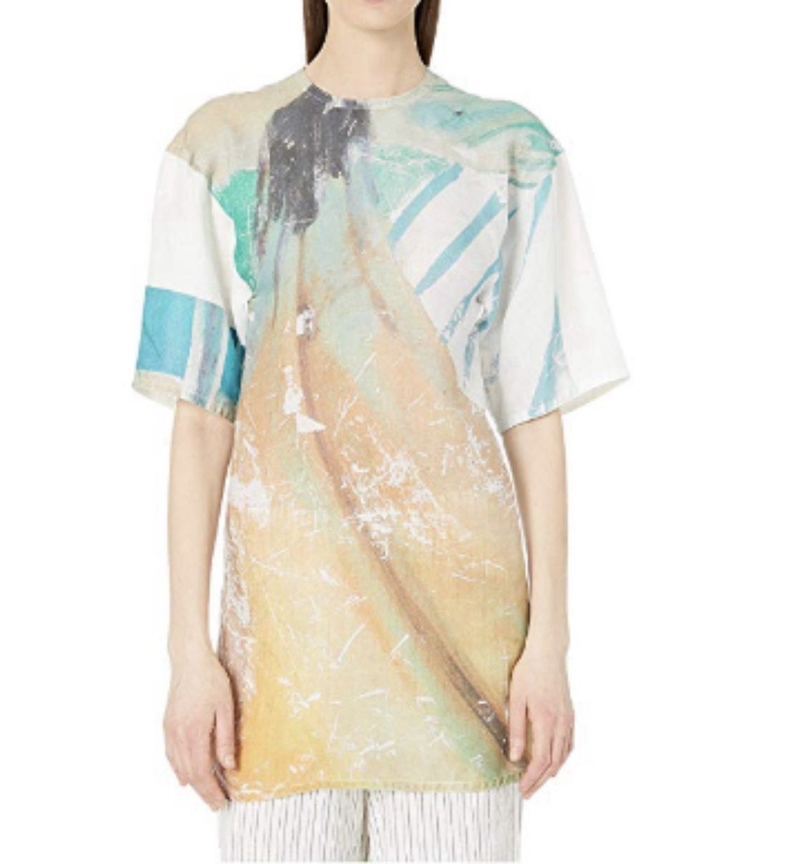 Sonia Rykiel Market Print Linen Shirt (Blanc Naturel) Women’s Size 40
