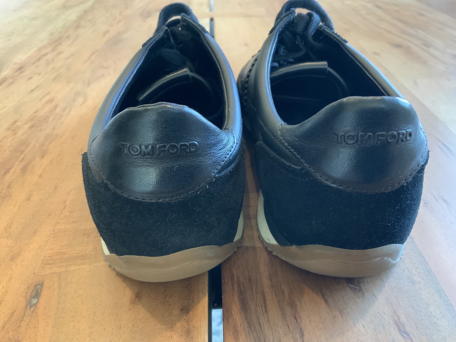 Tom Ford Black Suede and Leather Oxford Sneakers Size 8