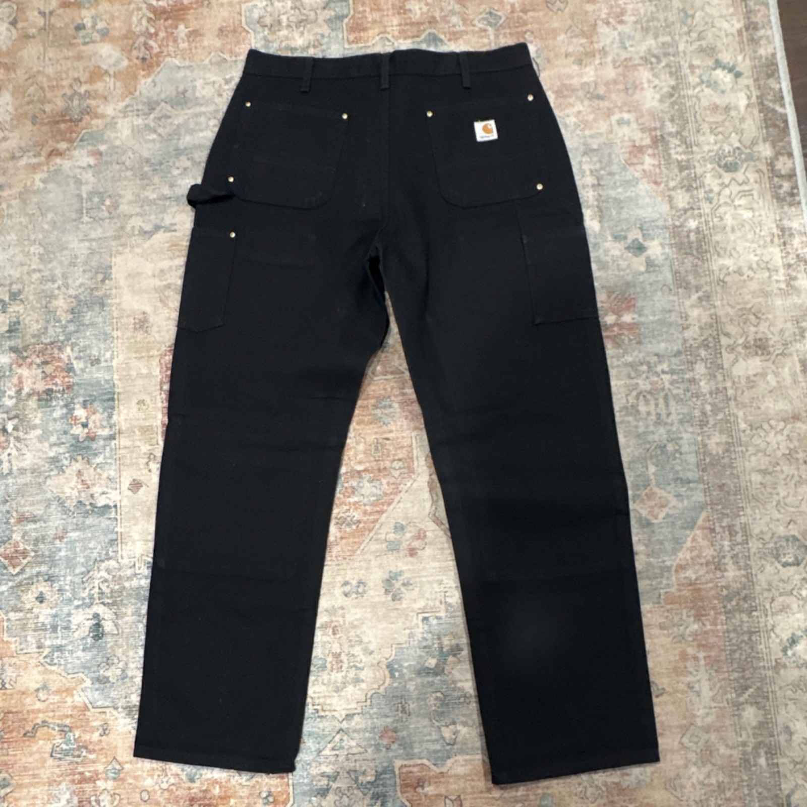 Carhartt B01 BLK Men’s Black Cotton Work Pants 36×32 Construction