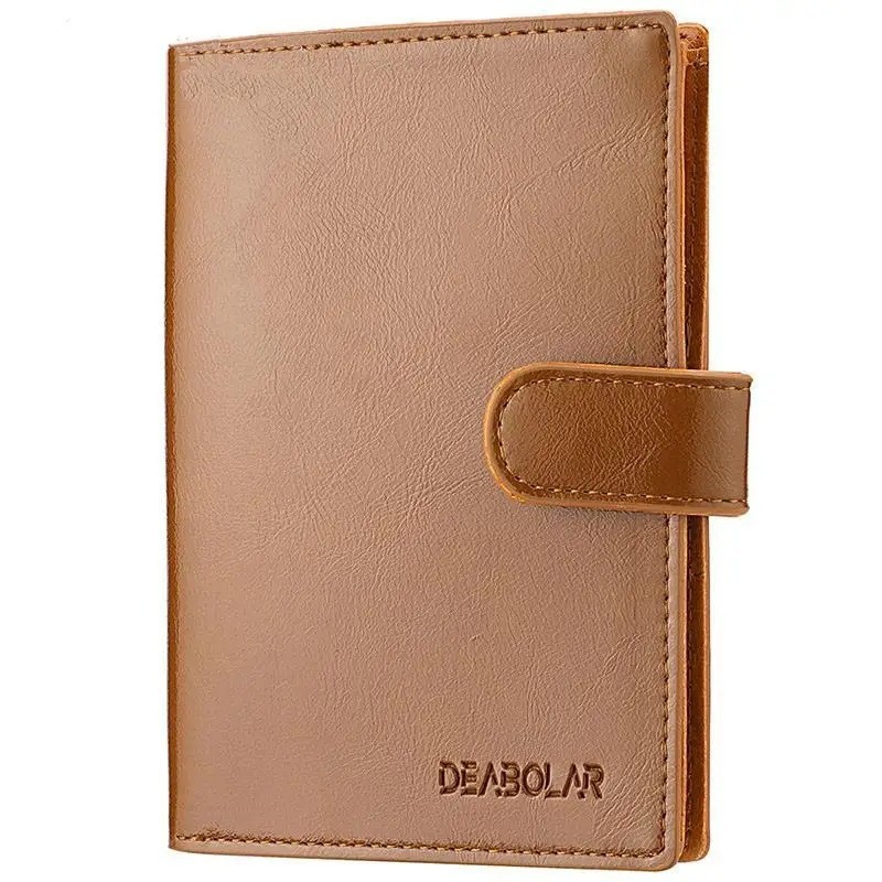 High Capacity Men’s Passport Leather Wallet Multiple Card Slots and A Clear ID W