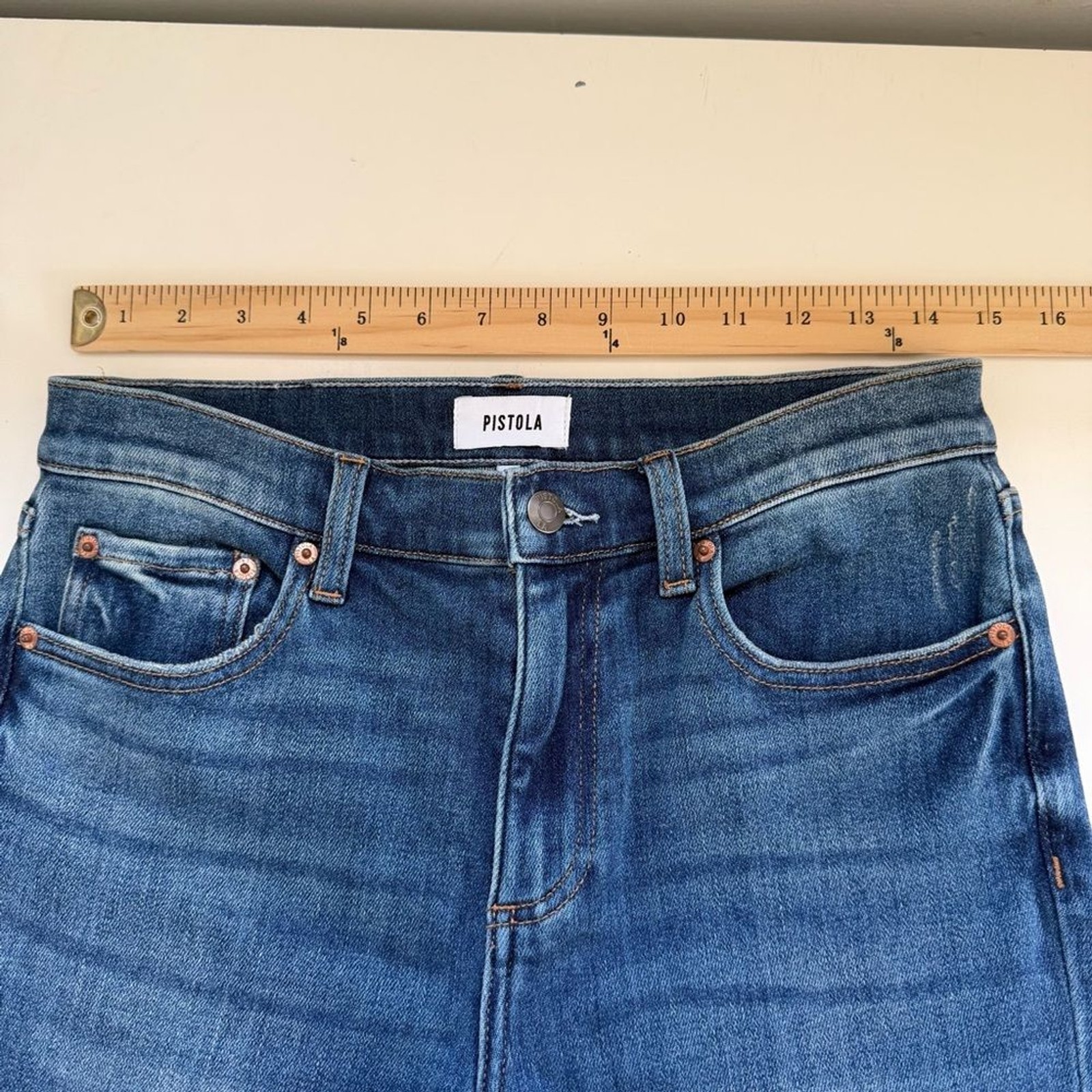 Pistola Jeans Monroe Crop High Rise Cigarette Jean Blue Denim Size 28
