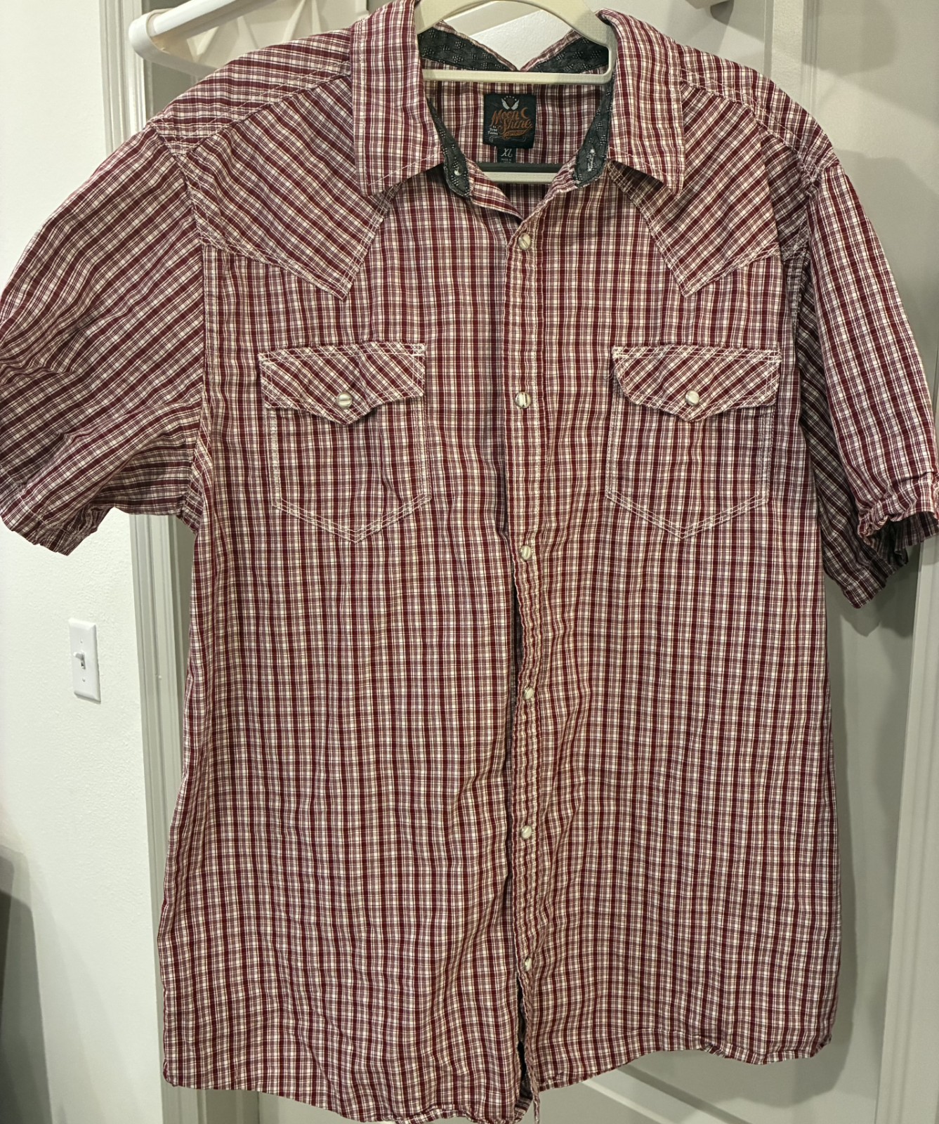 Moon Shine Spirit Red Plaid Pearl Snap Western Yoke Shirt Yellowstone Rip Rodeo