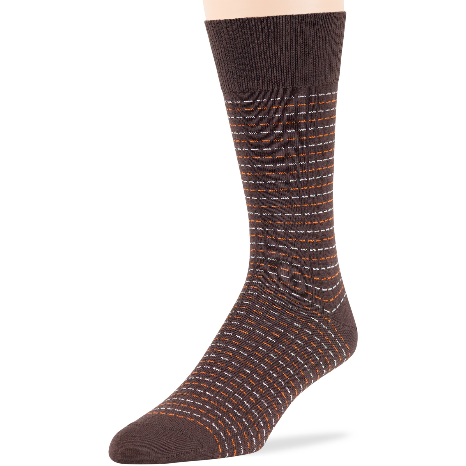 Men Cotton Dress Socks 6 Pack Large Argyle Polka Dot Stripes Beige Tan Brown