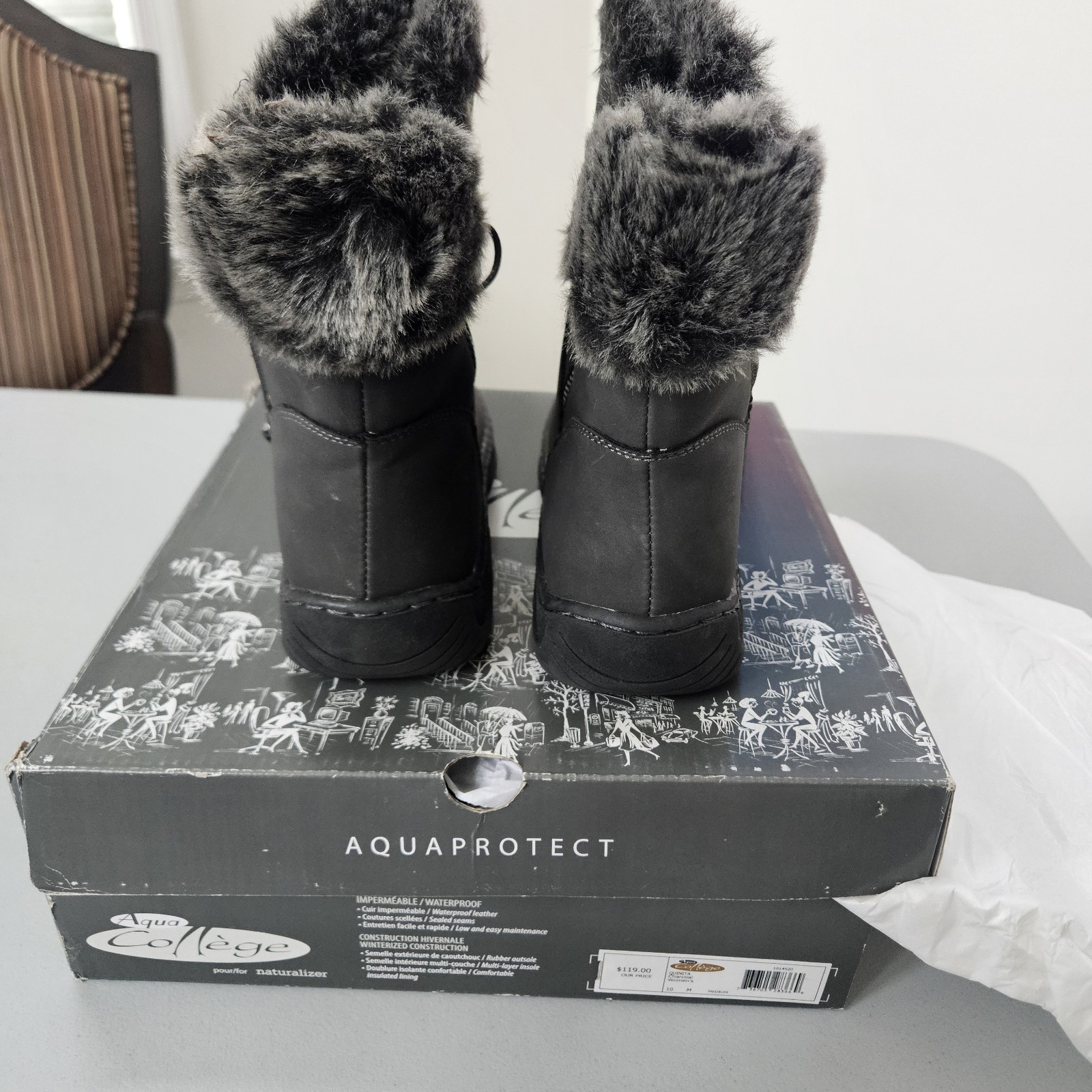Womens Winter Bootie With Faux Fur Trim. Waterproof. Leather With Sealed Seams