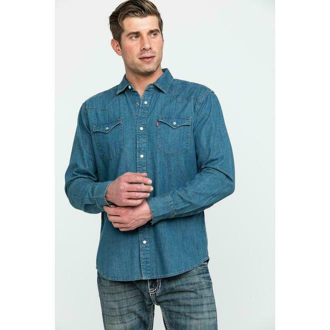 Levi’s Men’s Denim Long Sleeve Western Shirt BLUE 3LYLW2262 ASWT