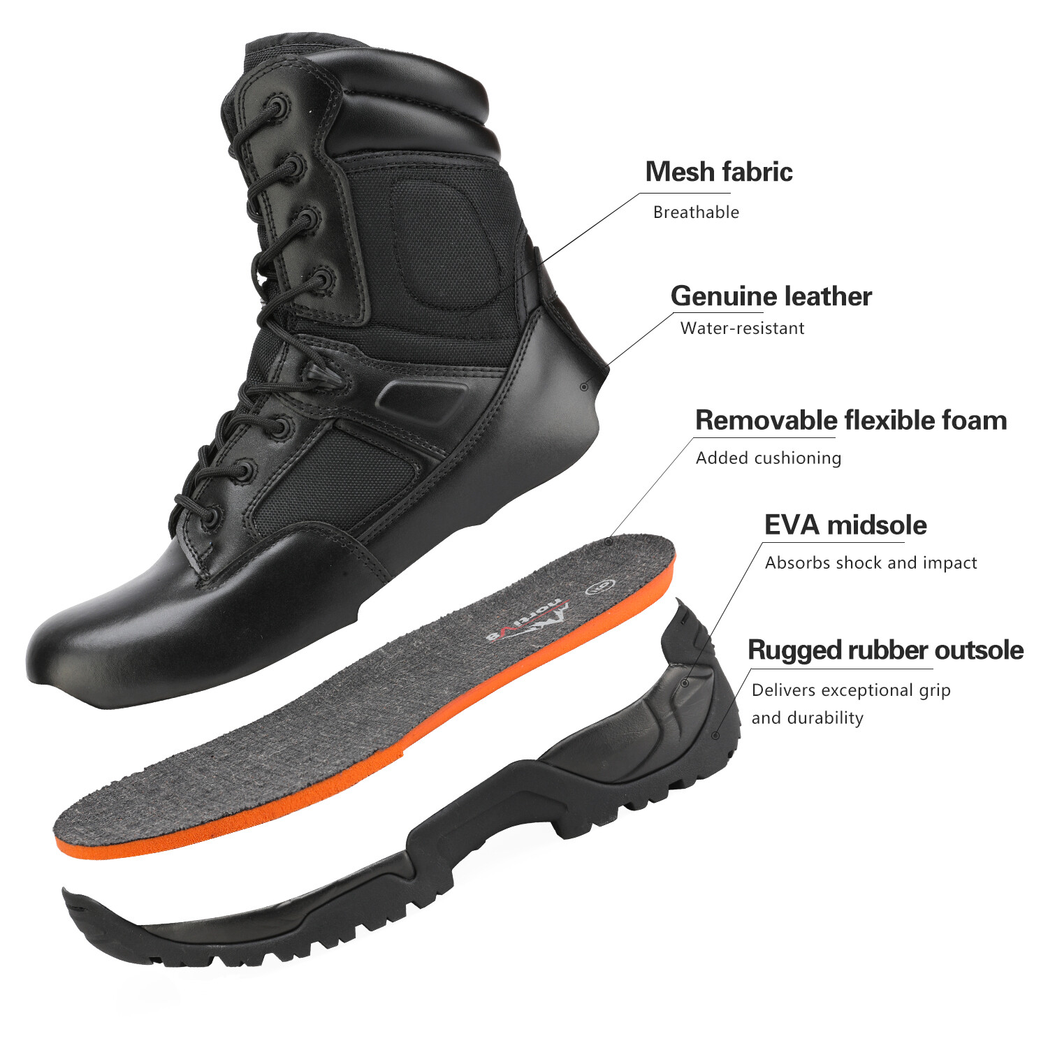 Men’s Military Combat Tactical Work Boots Hiking Motorcycle Boots Size 6.5-15