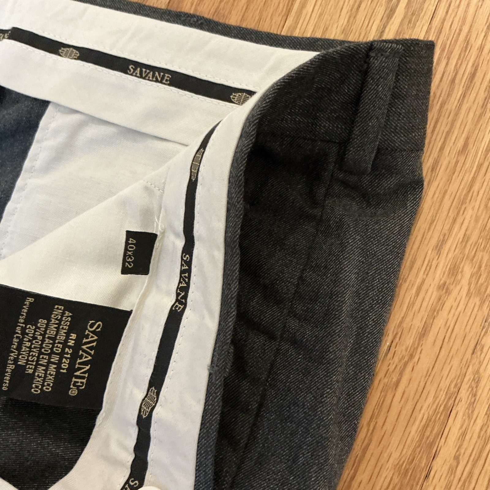 Mens Savane Grey Charcoal Pleated Dress Pants Size 40W 32L