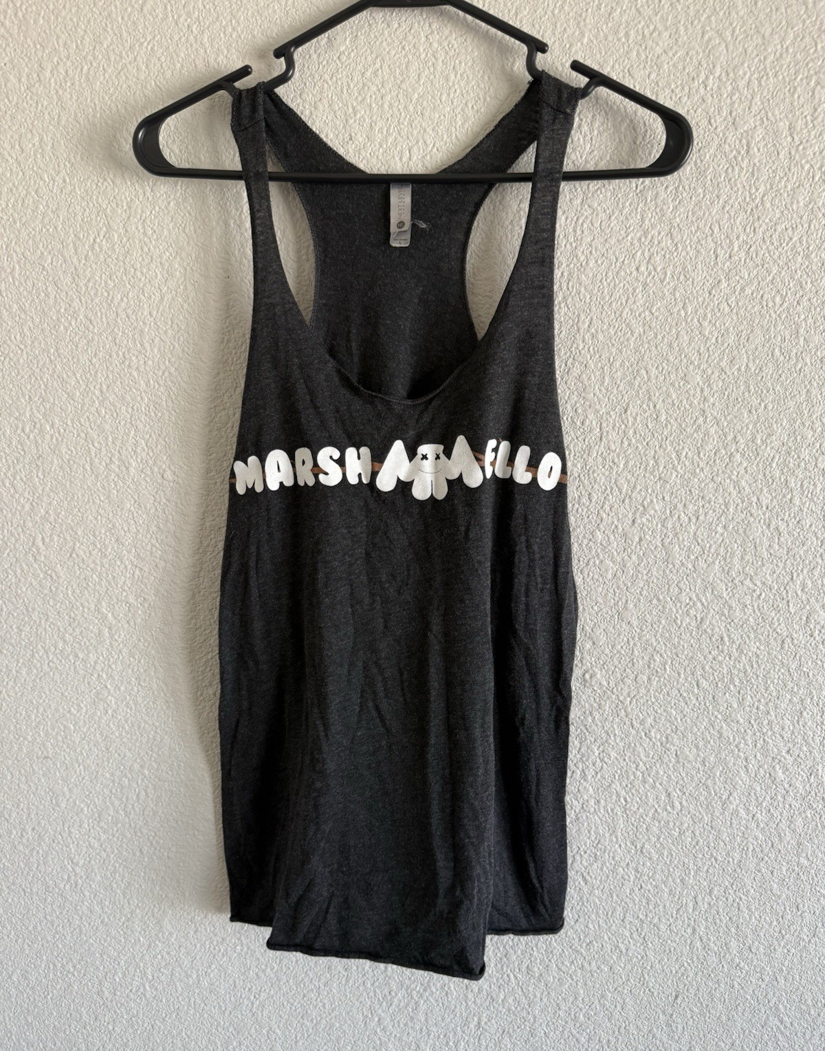 Next Level Apparel Womens Gray Marshmello Graphic Racerback V-Neck Tank L