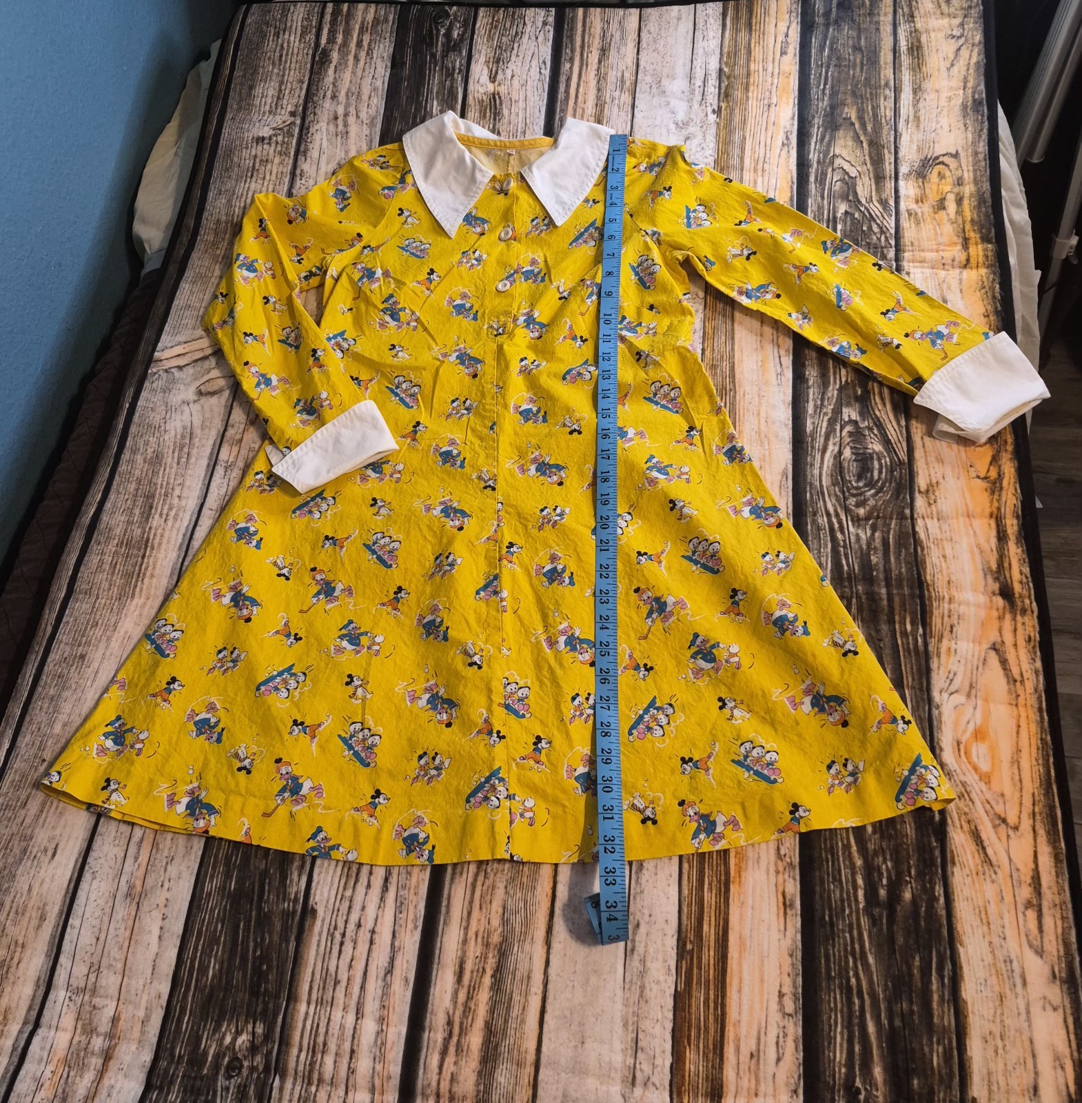 Vintage Disney Dress European Donald Mickey Mouse Print Size EU 36 US 4-6 Small