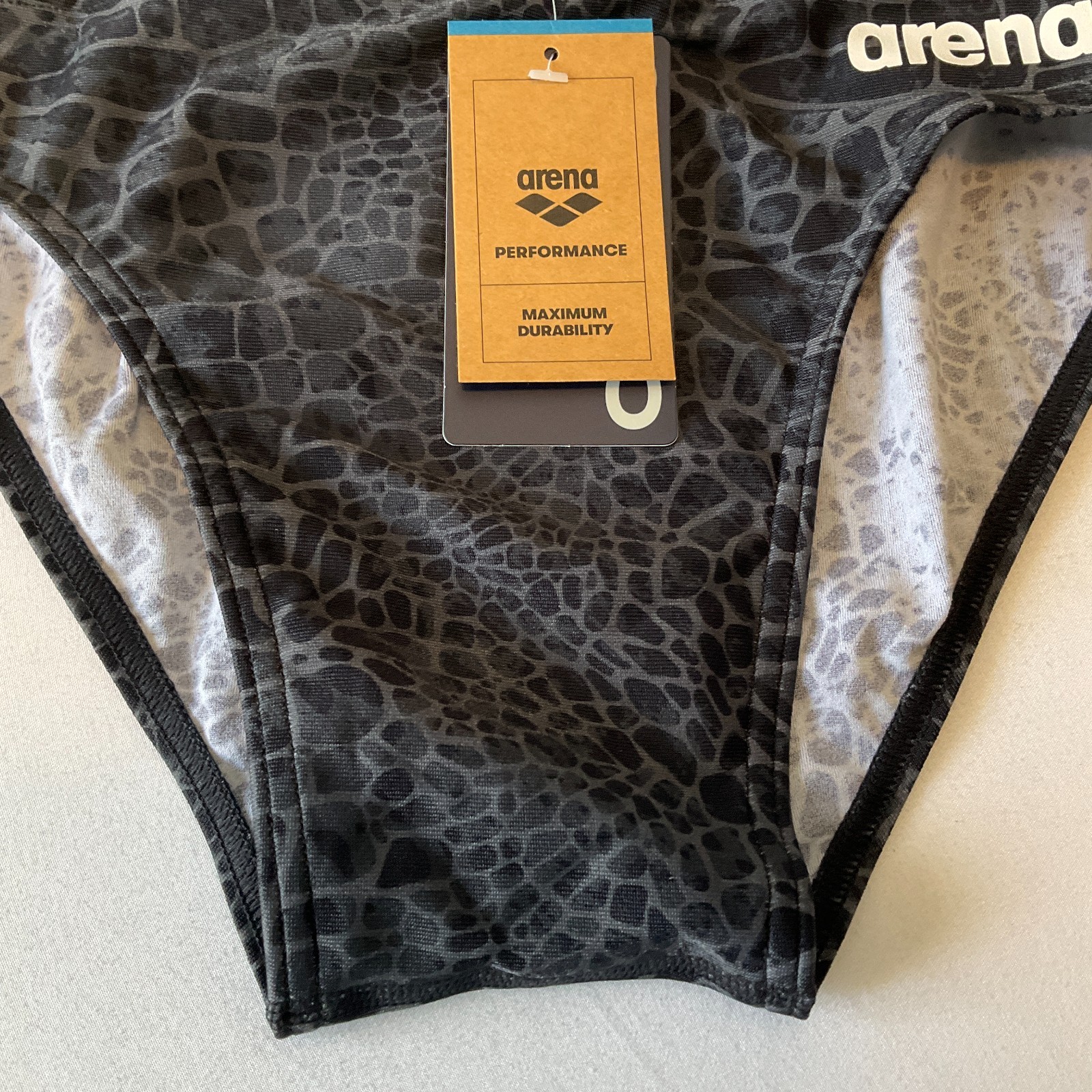 Arena Performance Swimsuit Mens Size 32 Black Snakeskin Swim Briefs Quick Dry