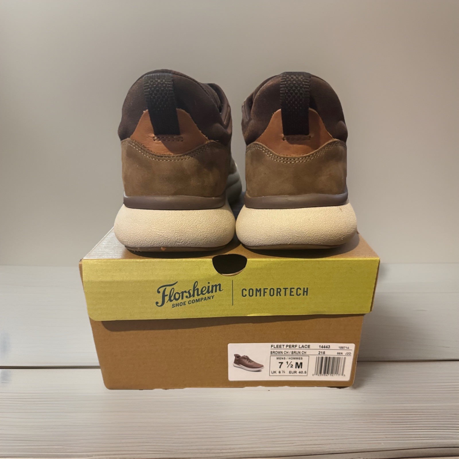 Florsheim Fleet Perf Lace Elastic Slip-On Hybrid Sneakers Brown Men’s 7.5
