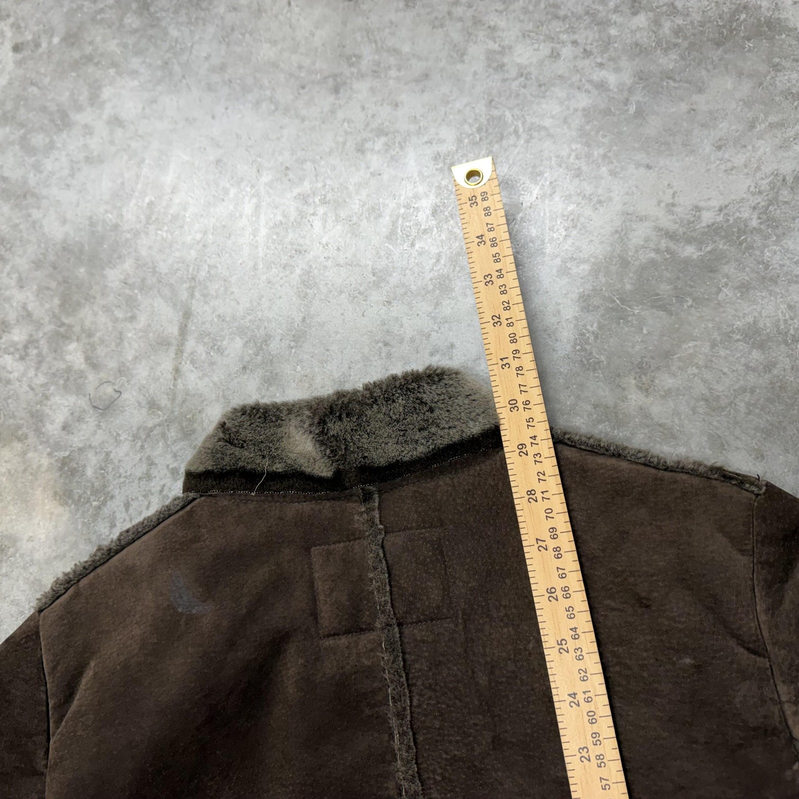FreeTech Coat Mens Small Brown Leather Faux Shearling Lined Button Front