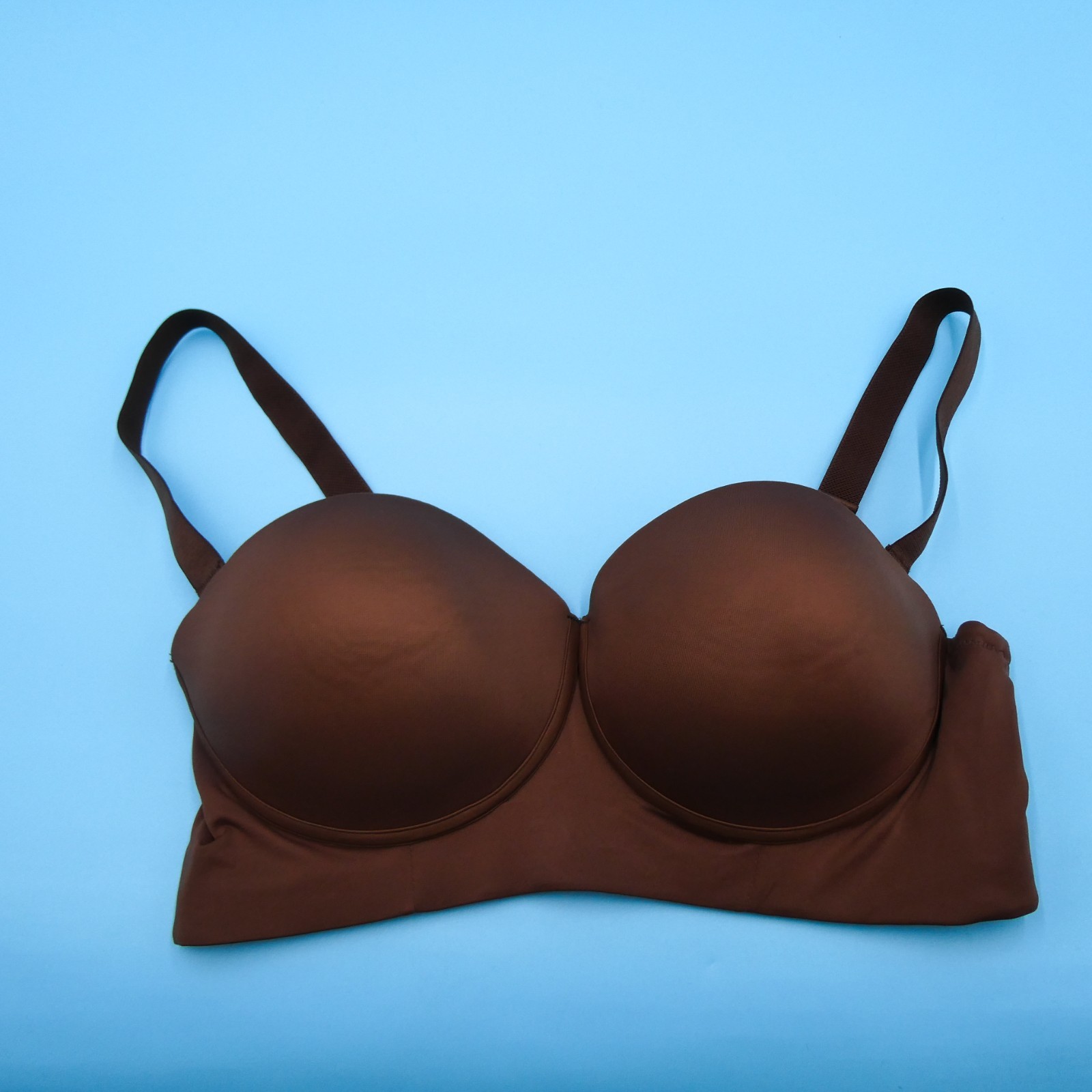 Leonisa Push Up Bra 38DD Shapewear Brown Removable Long Line Contouring 11911