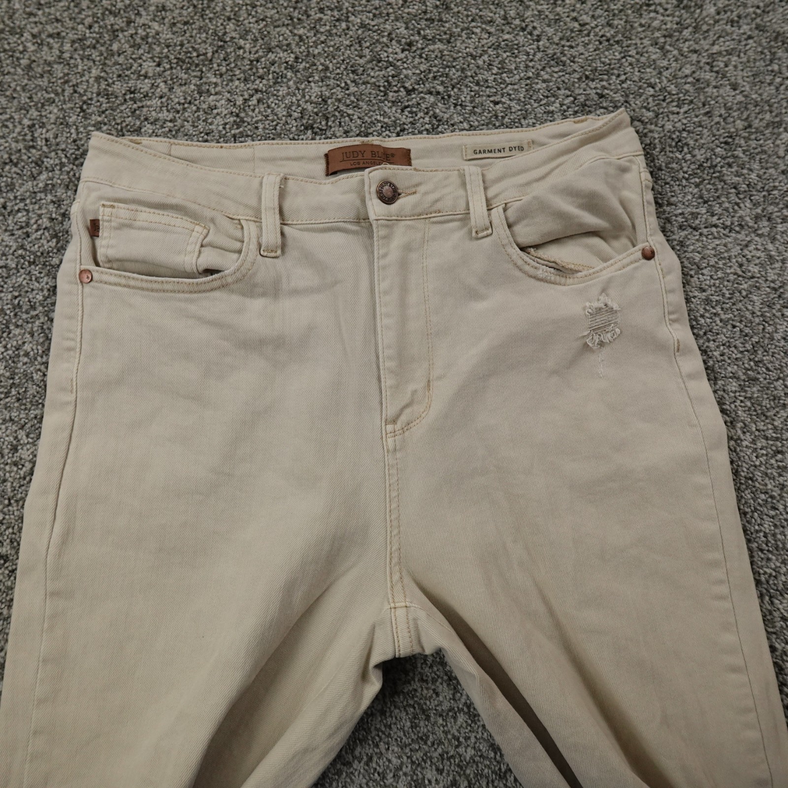 Judy Blue Jeans Womens 13 Beige Denim Trouser Pants High Rise Flare Bell Stretch