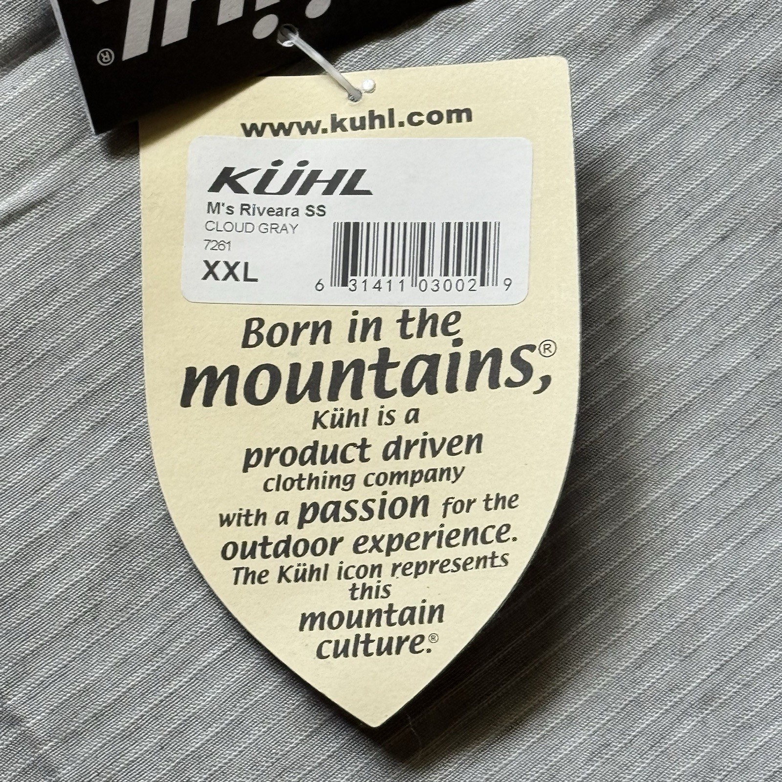 KUHL XXL Button Shirt Cloud Gray Hiking Riveara Pocket Mini Striped 7261 NWT