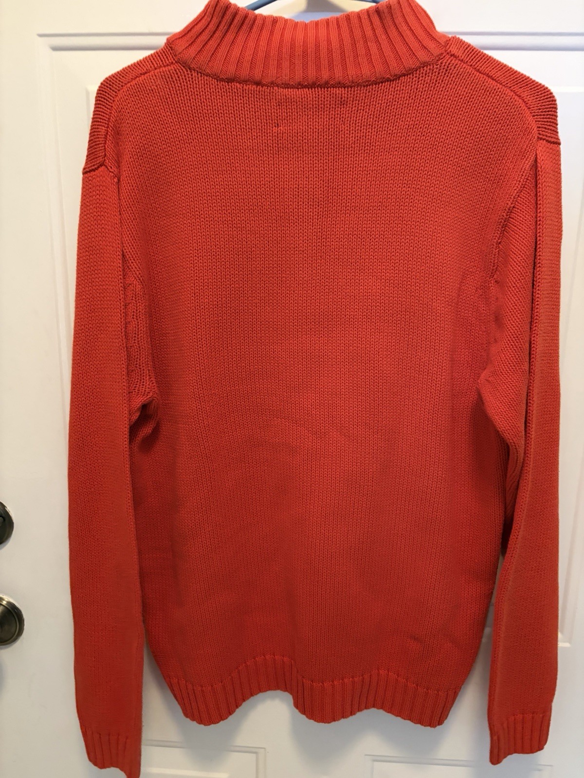 Chaps Men’s M Red Solid Cotton Knit 1/4 Zip Mock Neck Pullover Sweater
