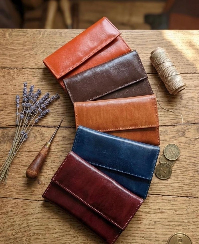 Handmade Moroccan Tooled Leather Clutch Wallet, Genuine Embossed Leather, Boho S