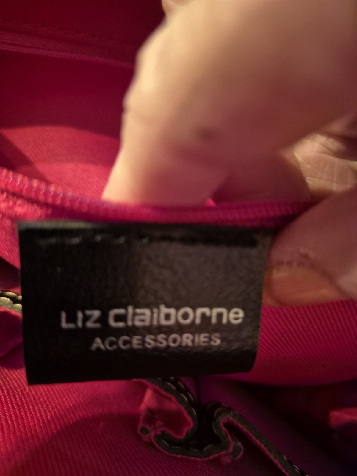 Liz Claiborne Black Pebbled Shoulder Bag Silver Hardware Zip/Magnetic Pockets