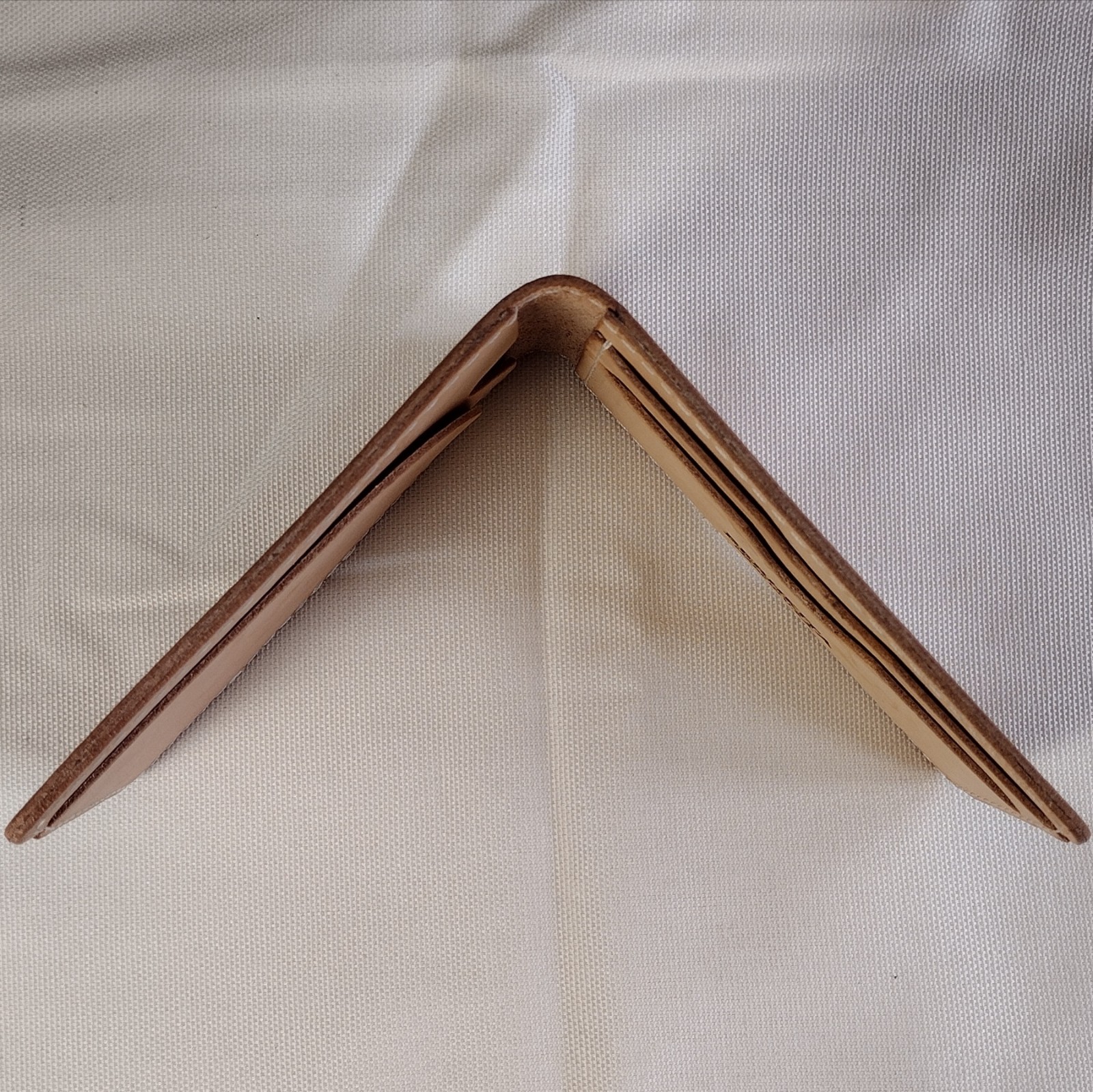 handmade real leather card holder natural veg tan minimalist bifold