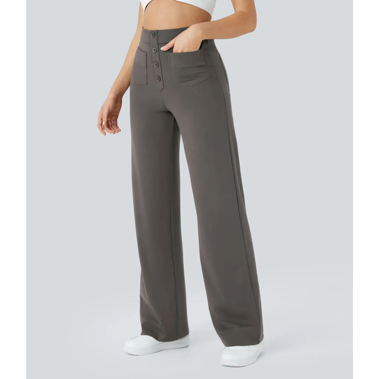 DayStretch High Waisted Straight Leg Casual Pants Size ***XL*** DEEP RED GRAY