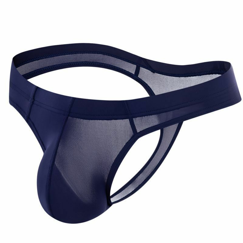 Men’s Sexy Ice Silk Underwear G String Thong Underpants Translucent Briefs
