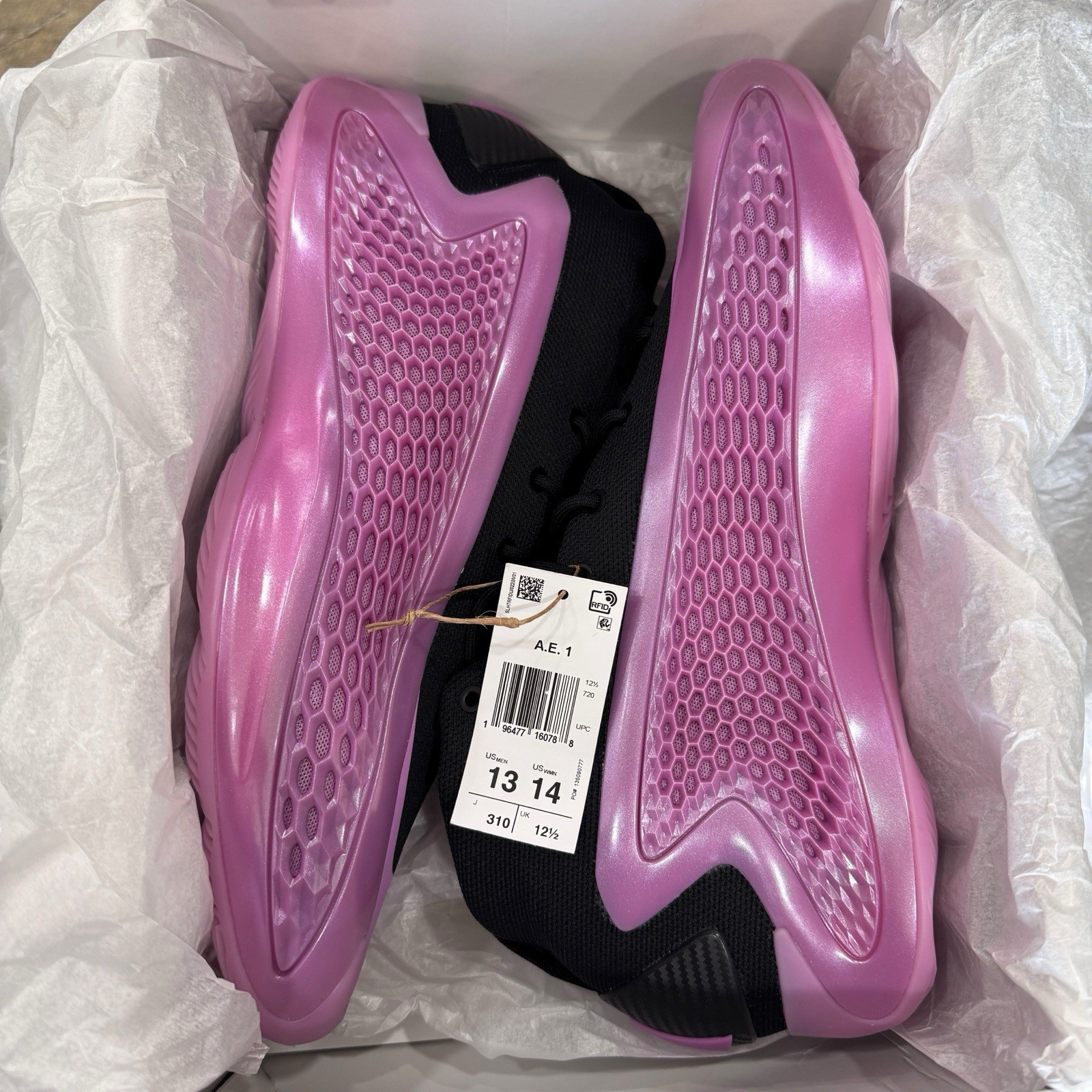 ADIDAS ANTHONY EDWARDS AE1 (IG6670) Black PURPLE BASKETBALL SPORT NEW SIZE 13