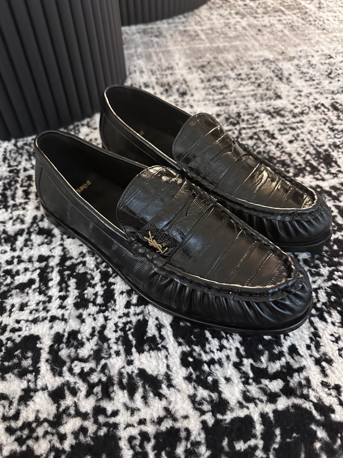 Saint Laurent Men’s Black Leather Loafers 10.5
