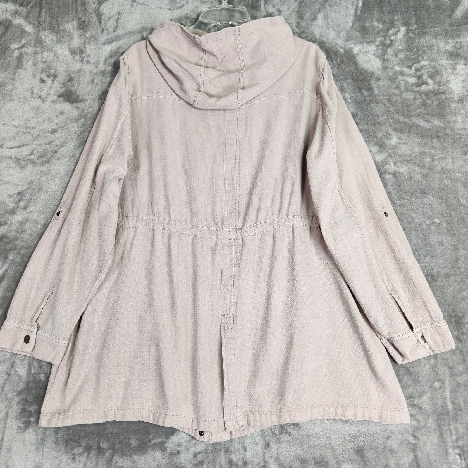 Torrid Jacket Womens 1X Pink Full Zip Snap Hooded Textured Twill Anarak Utility