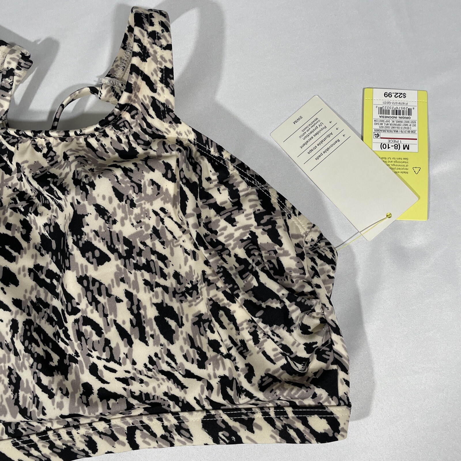 NWT $46 All in Motion [ Medium ] Strappy Bikini Top Boyshort Bottom Animal T451