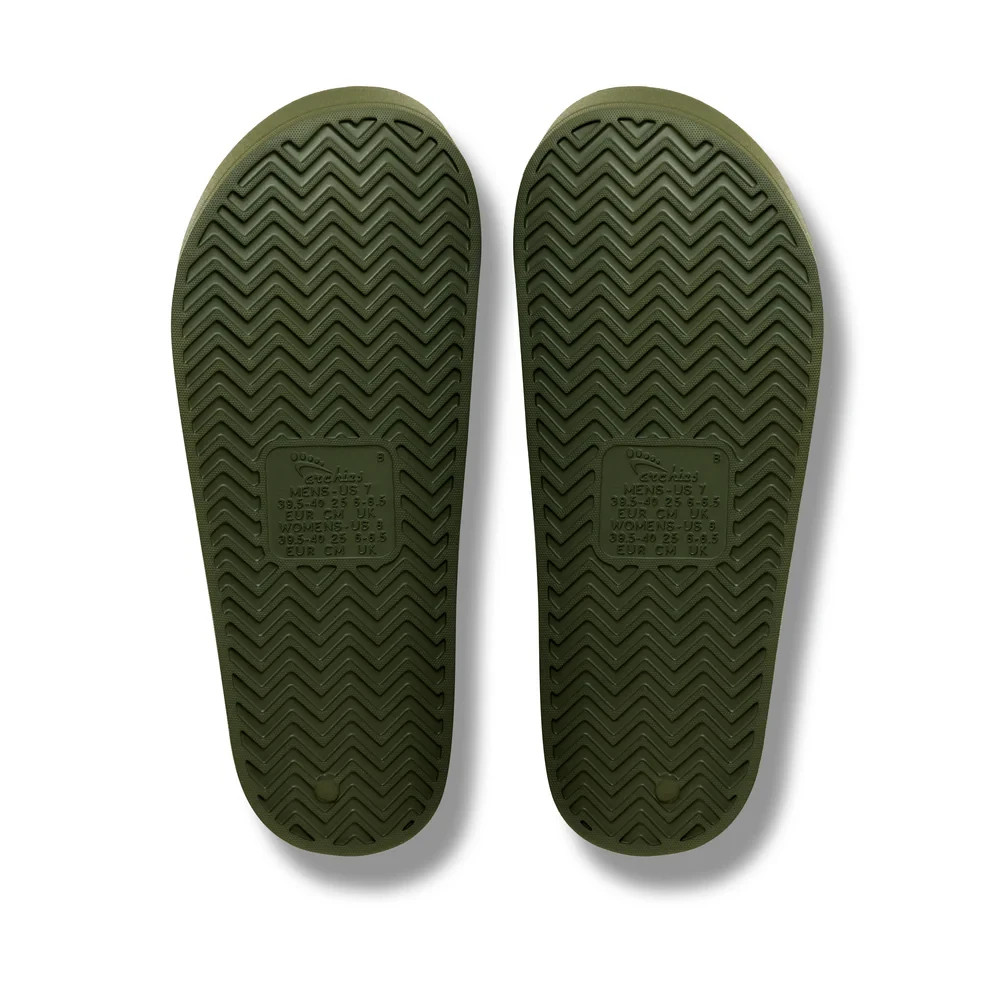 Archies Arch Support Slides Olive Green Unisex NEW With Tags