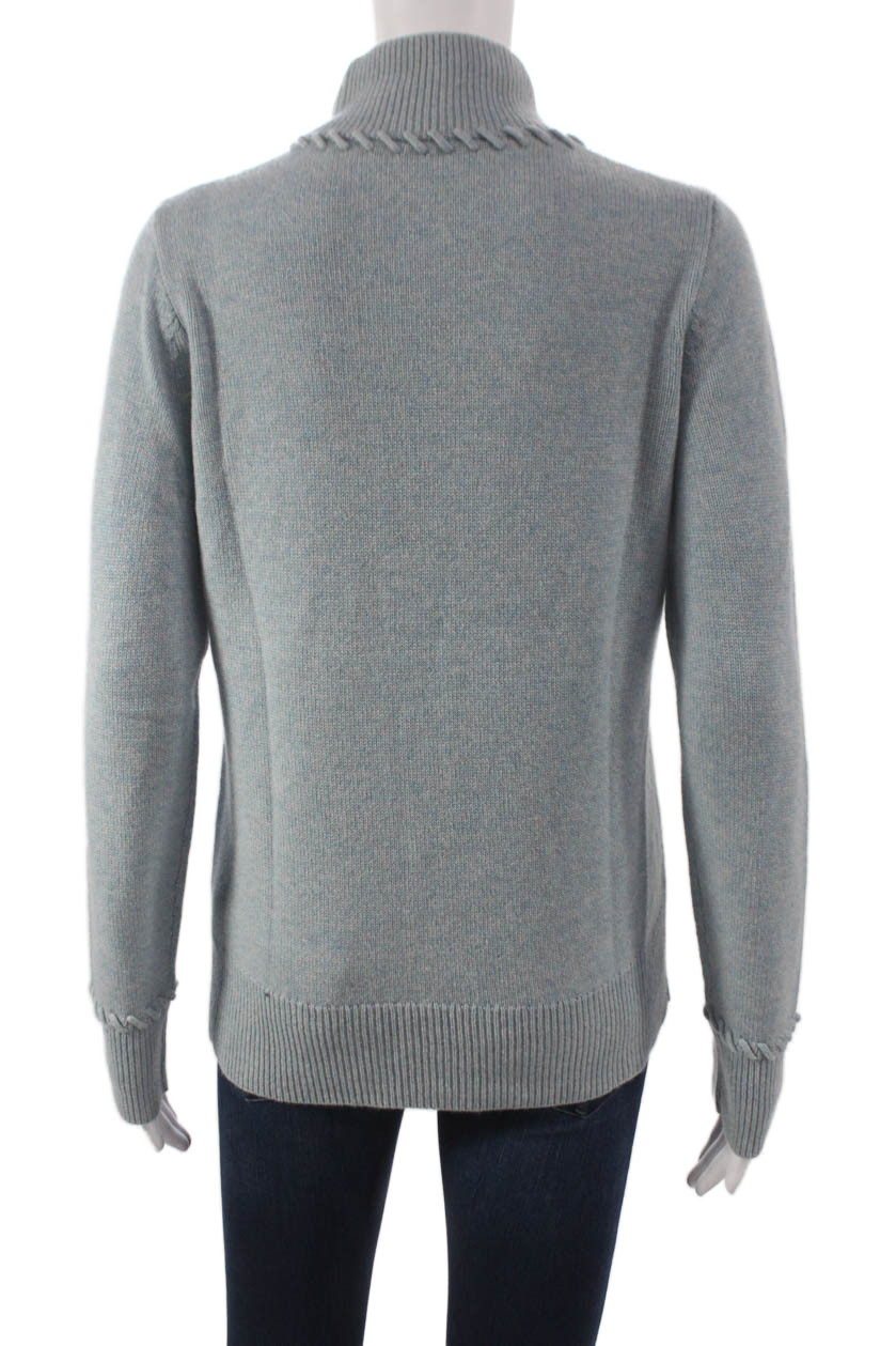 Theory Women Pullover Turtleneck 100% Cashmere Blue Long Sleeve Size S