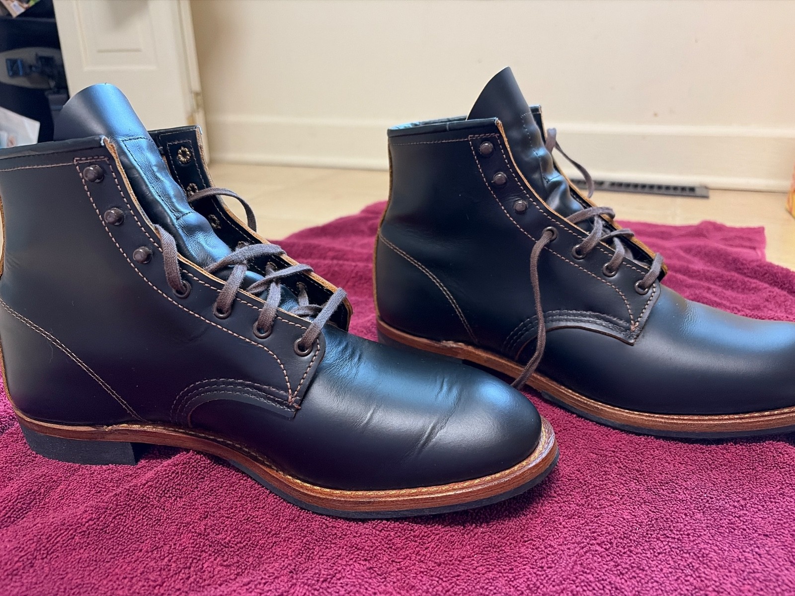 Red Wing 9060 Flatbox Beckman Black Klondike Leather Boots Mens 10.5 D
