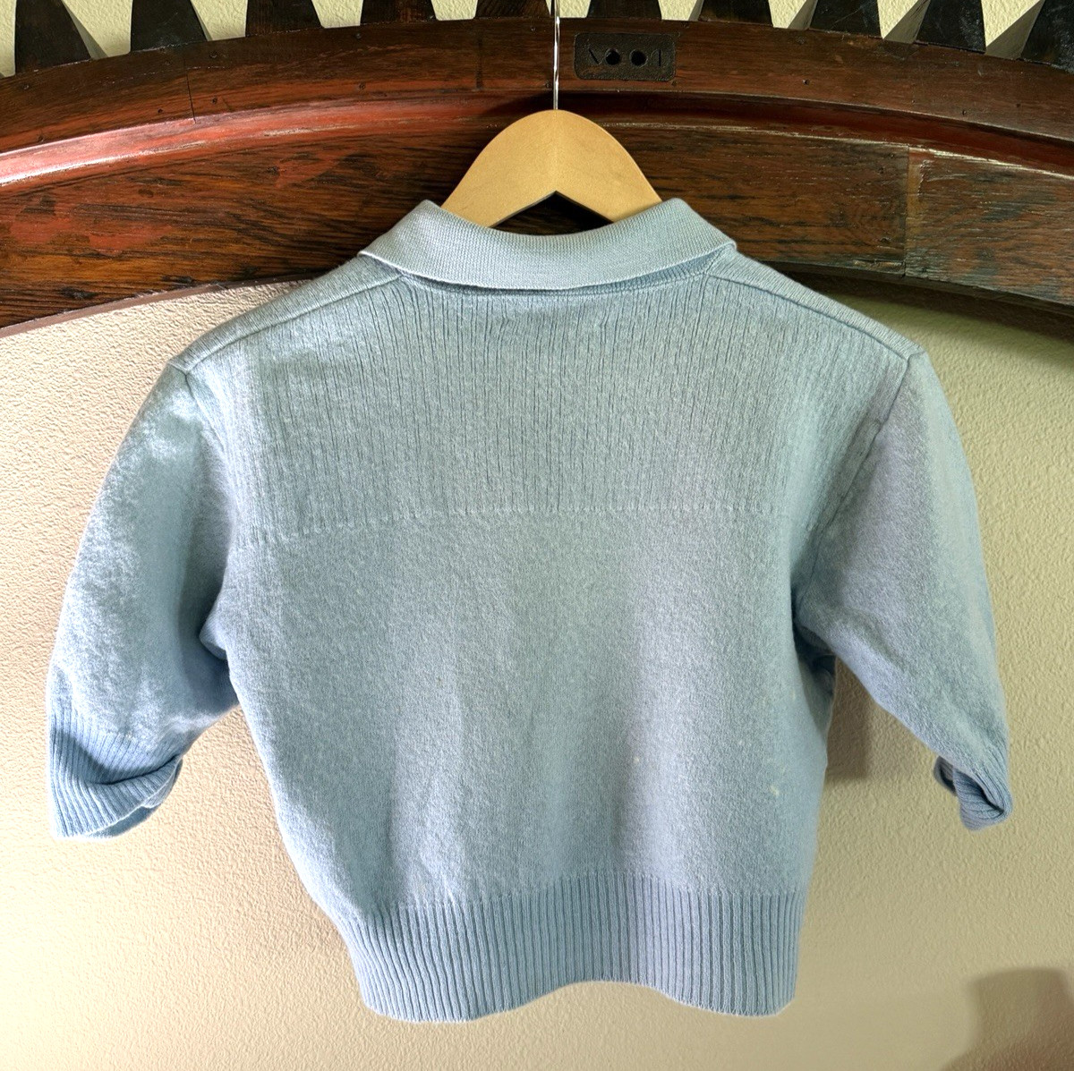 Vintage 1950s Jantzen Knit Collared Knit Sweater Top Made in USA Womens S