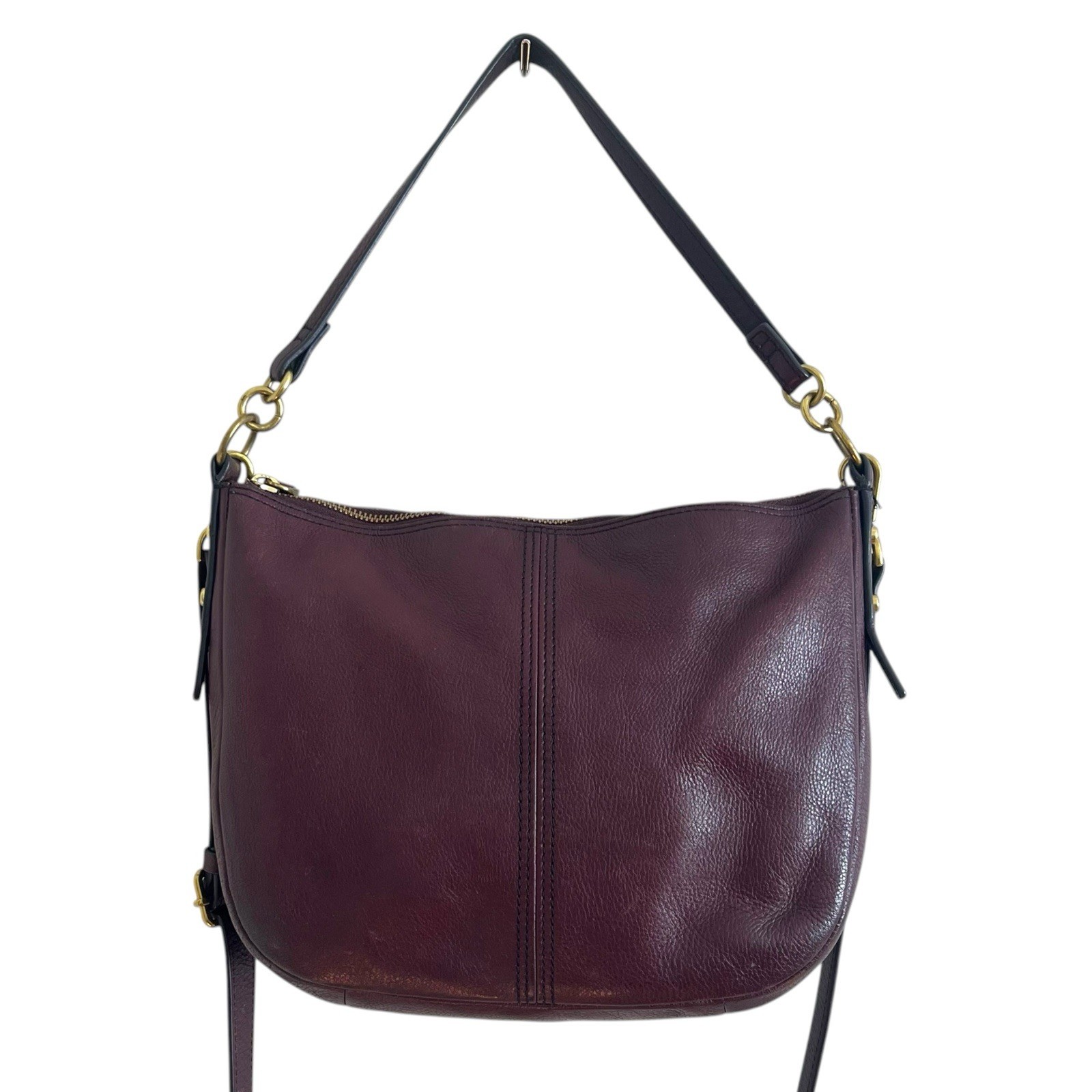 Fossil Jolie Leather Hobo Bag Burgundy Oxblood Crossbody Classic Preppy Purse