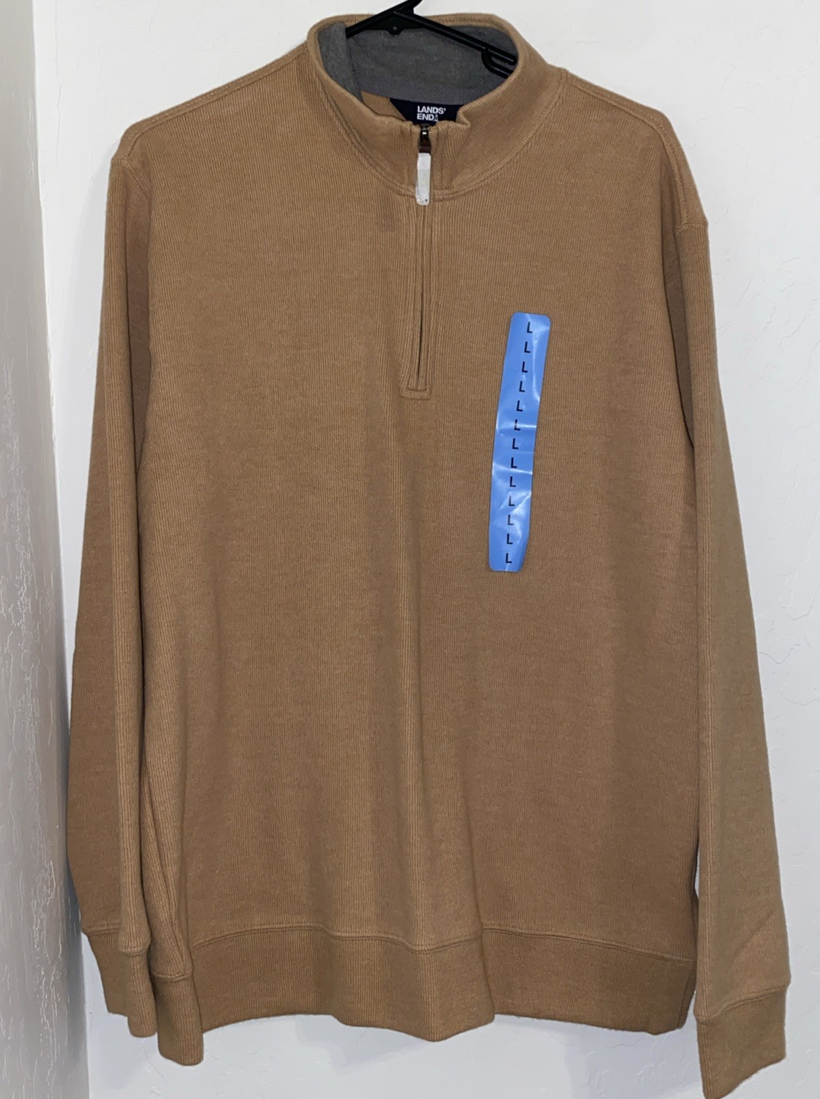 Lands’ End Men’s Bedford Rib Quarter Zip Long Sleeve Soft Cozy Pullover NWT