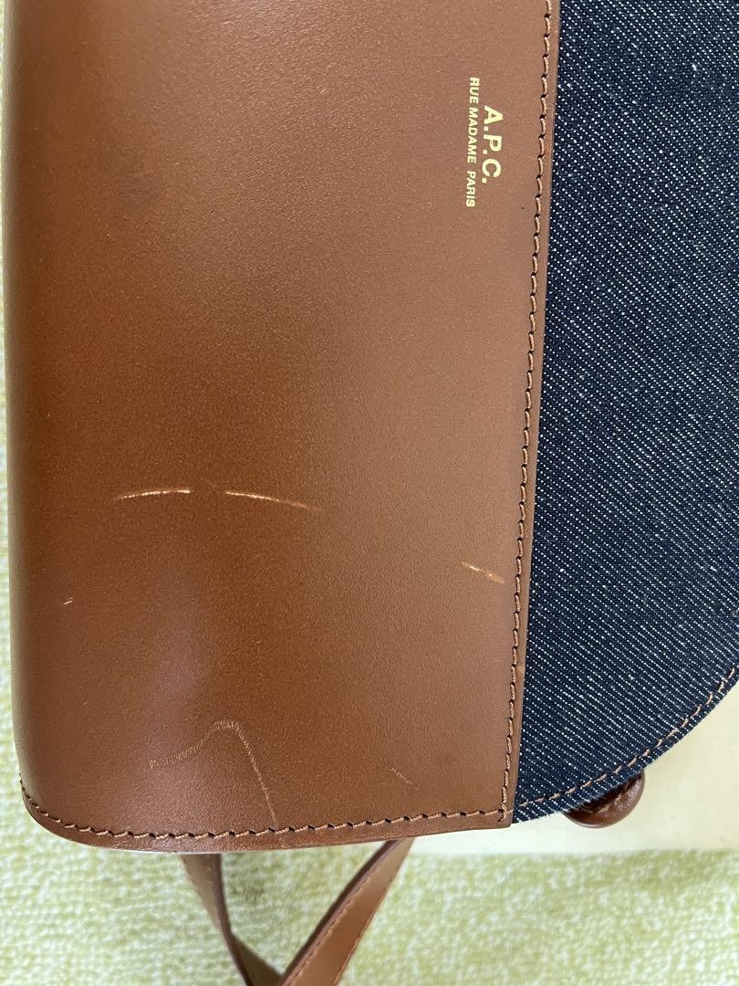 A.P.C shoulder bag denim leather brown half moon