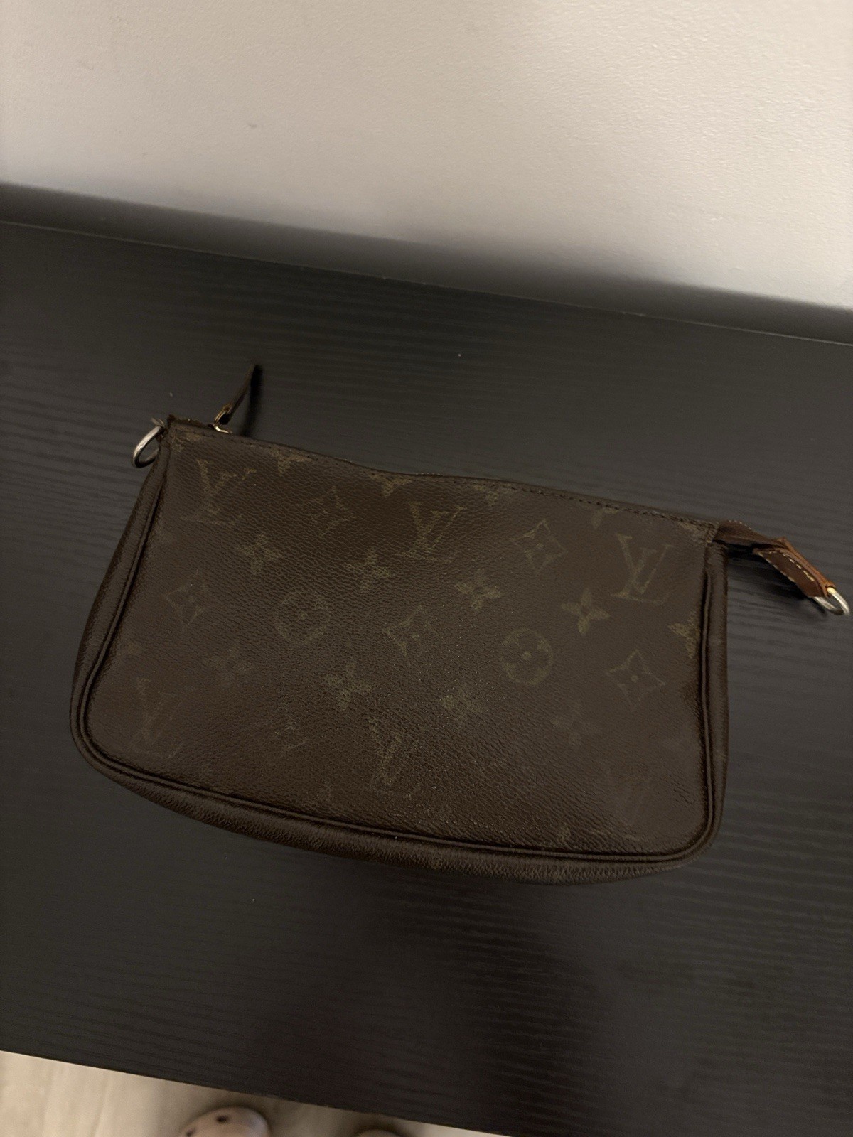 Louis Vuitton Monogram Pochette Bag with COA, crossbody strap, and scarf