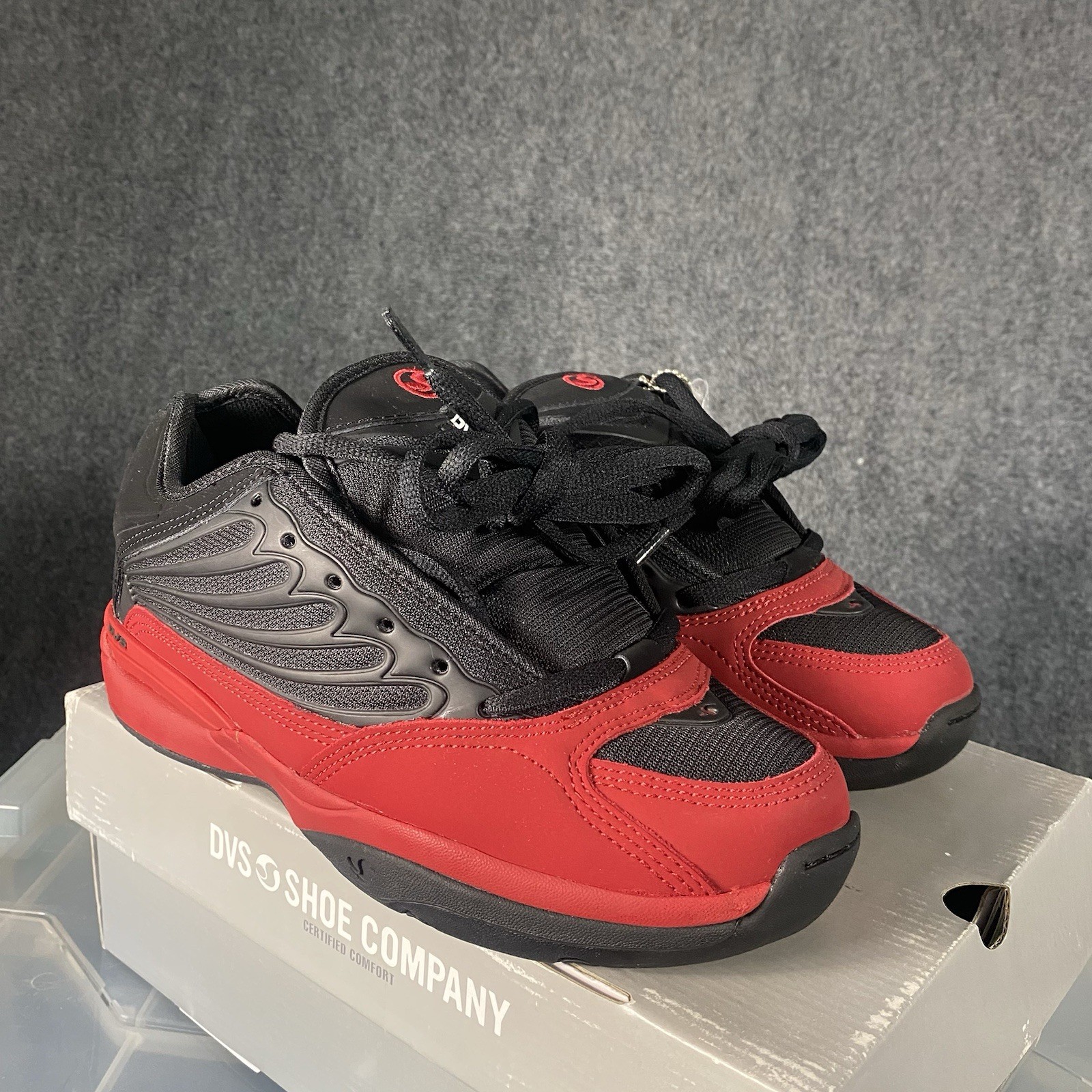 Vintage DVS HUF Skate Shoes Mens Size 6 Black Red Puffy Sneakers 2000s Keith