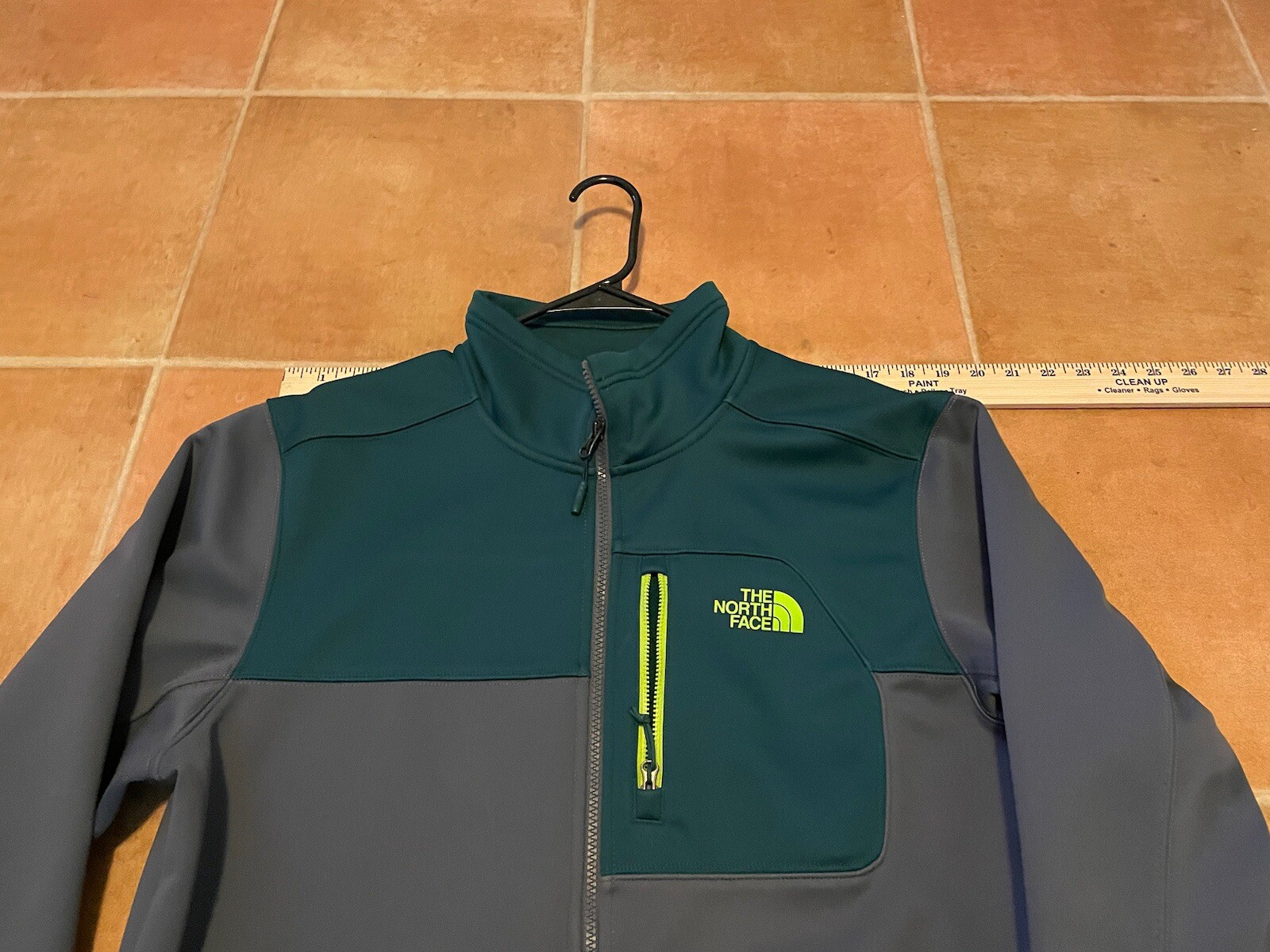 North Face Men’s Jacket L Green Grey NF0A39M9 Fleece Lined Zip