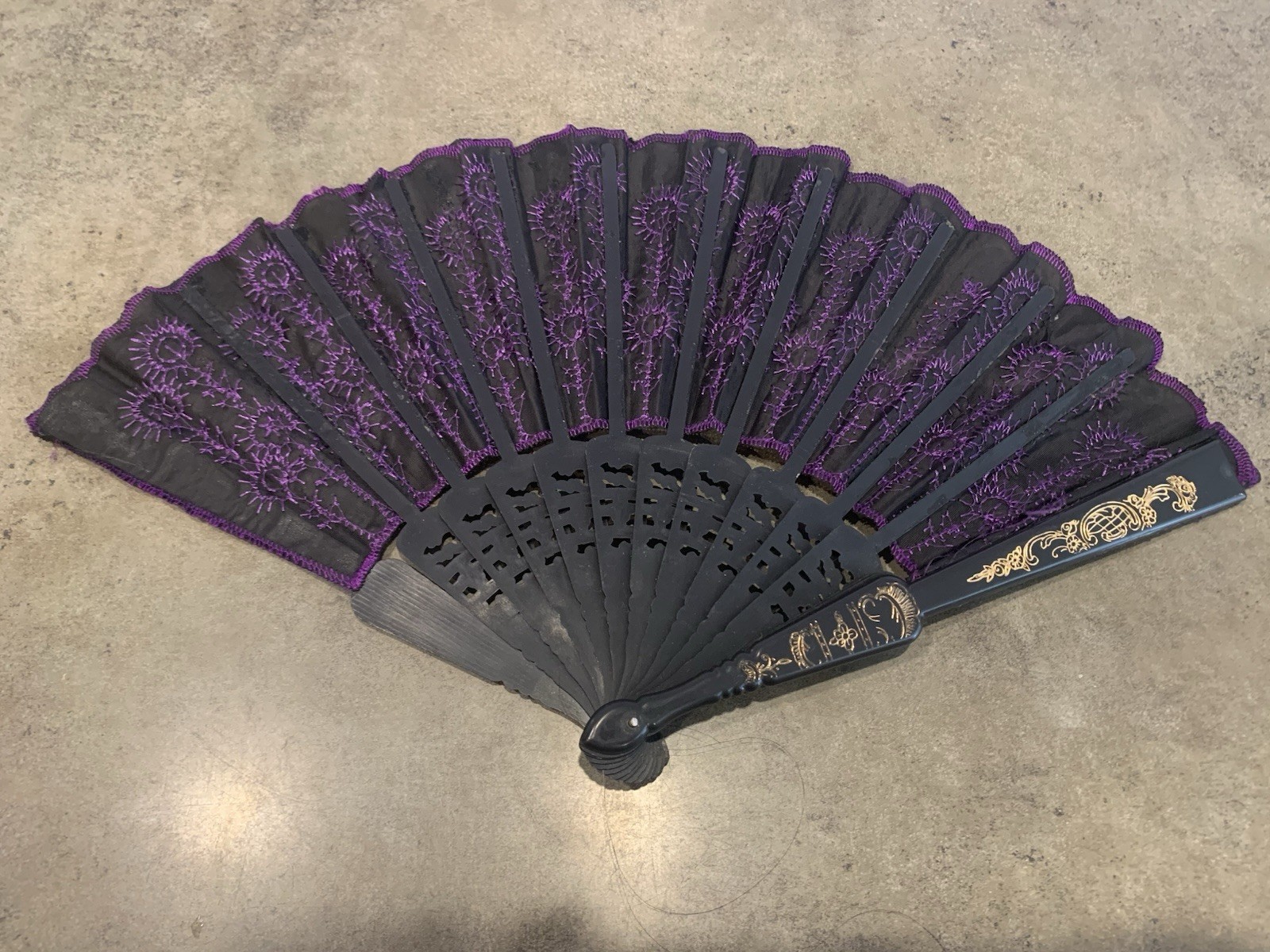 Women Sequin Folding Fan Fabric Plastic Handle Chinese Dancing Prop Party Crafts