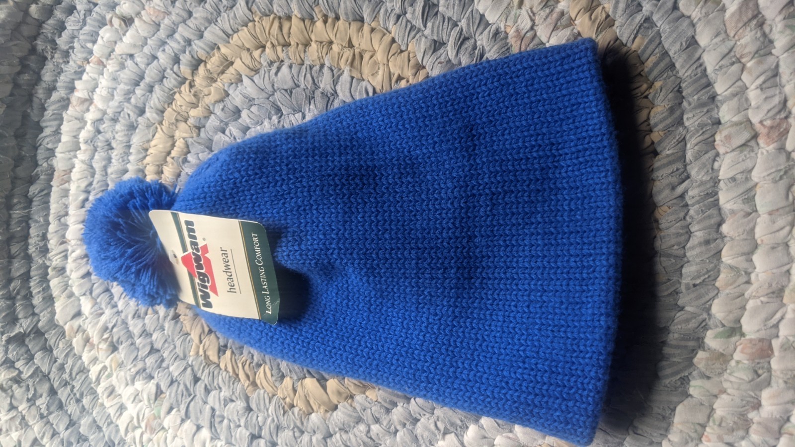 Vtg Wigwam Shaker Hat Royal Blue Adult One Size W/PomAcrylic Made USA NWT