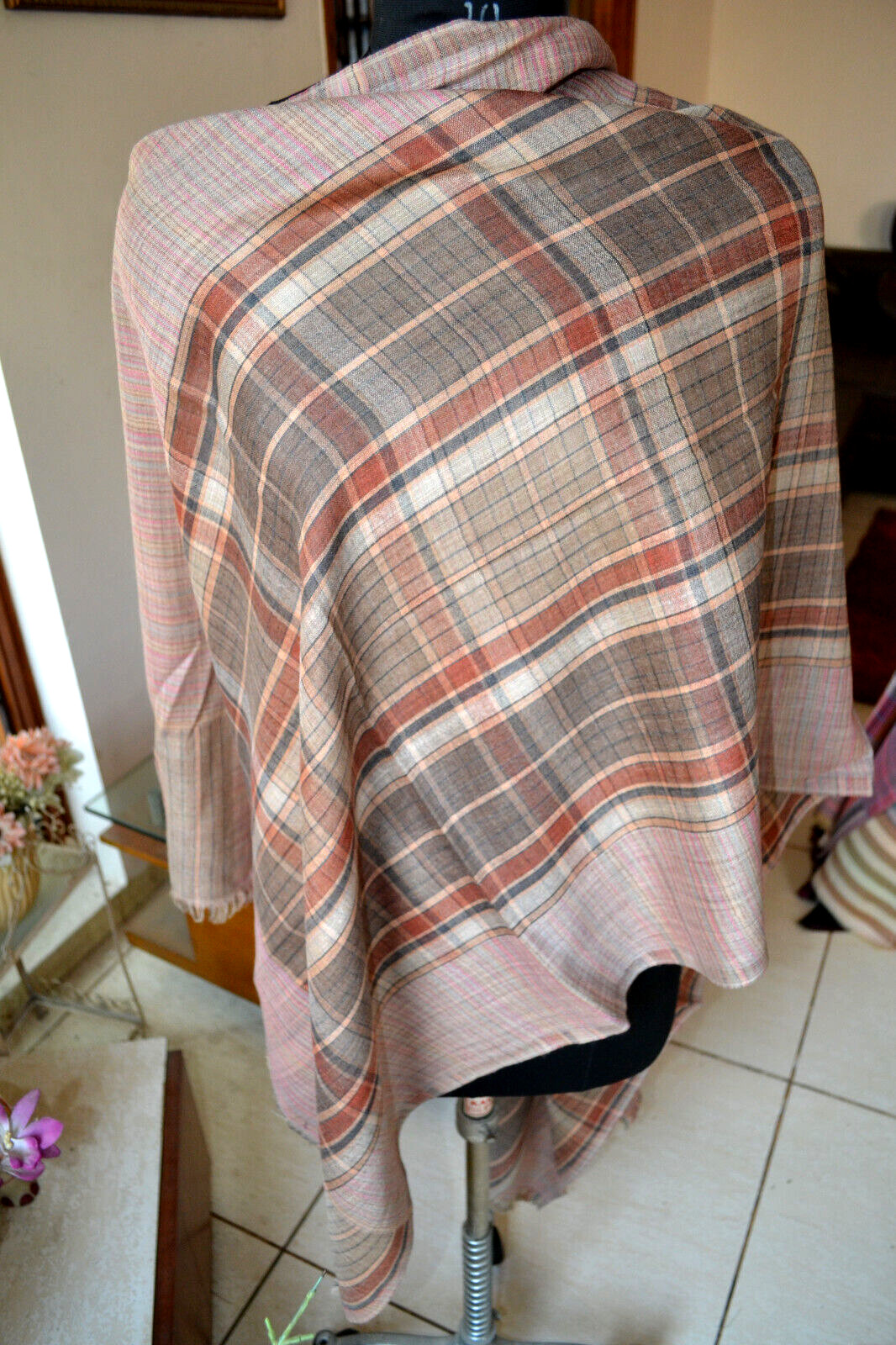 REVERSIBLE DESIGNER PLAID STRIPED PASHMINA STOLE~100% CASHMERE~3 DESIGNS CHOICE