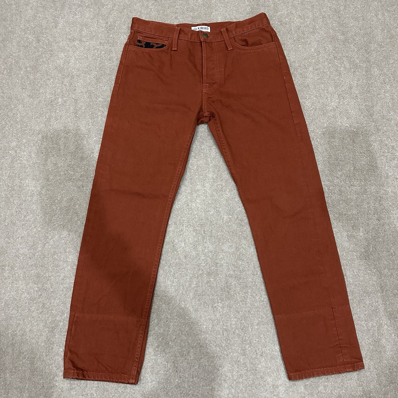 Kiriko Men’s 30×29 Burnt Orange Selvedge Straight Leg Button Fly Denim Jeans