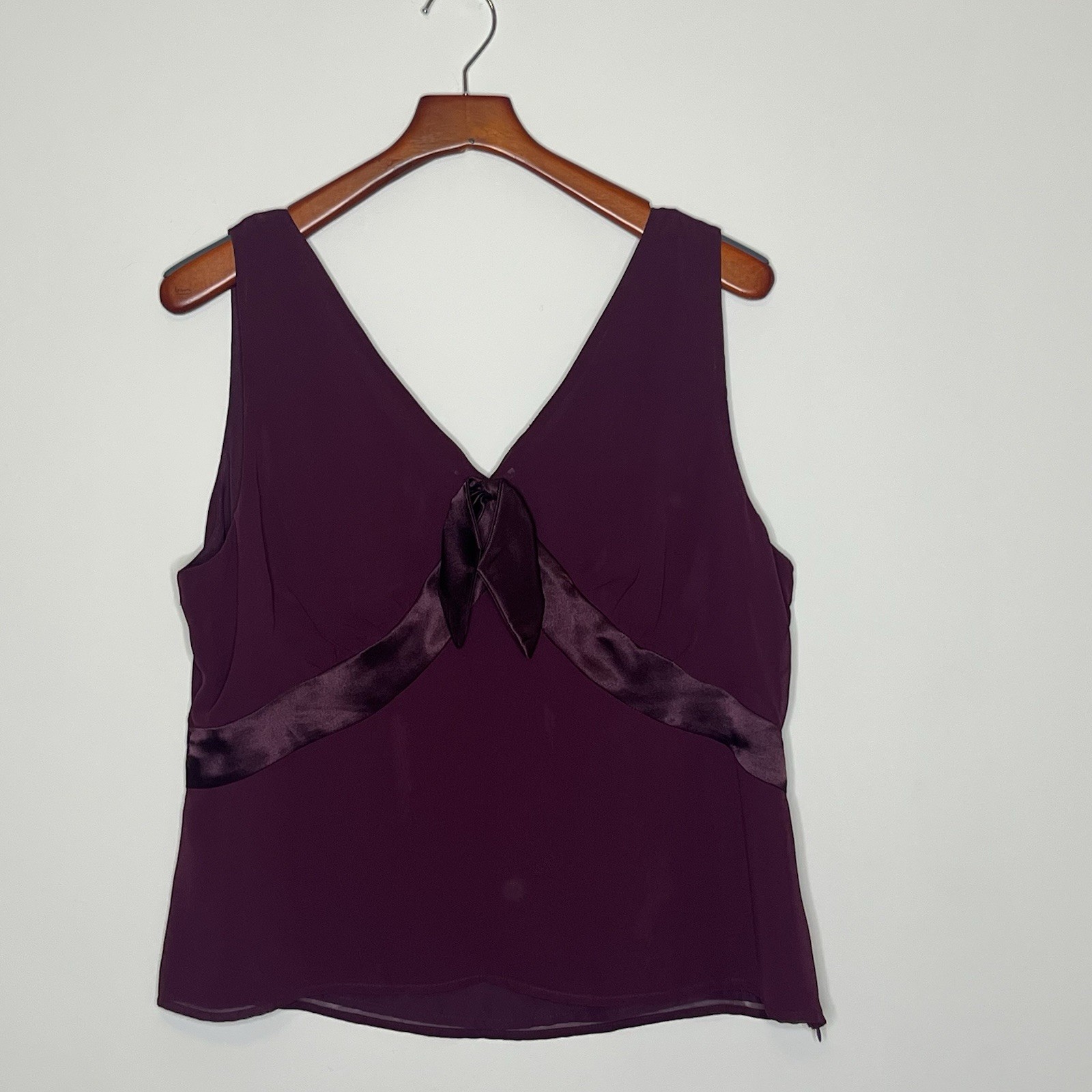 Vintage Cami Dressy Tank Top Sz 16 Satin Bow Trim Burgundy Merlot Whimsy Fairy
