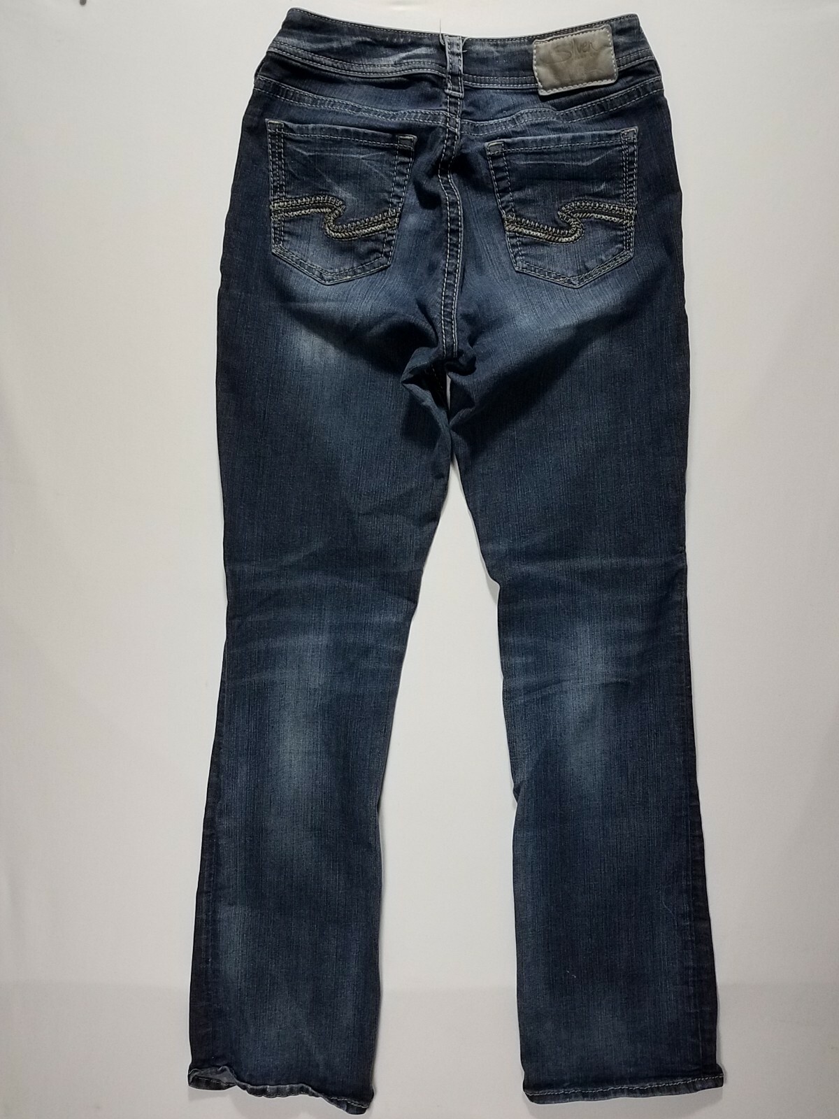 Silver 28 x 32 HIGH SLIM BOOT Fluid Women’s Dark Wash Distressed Denim Jeans