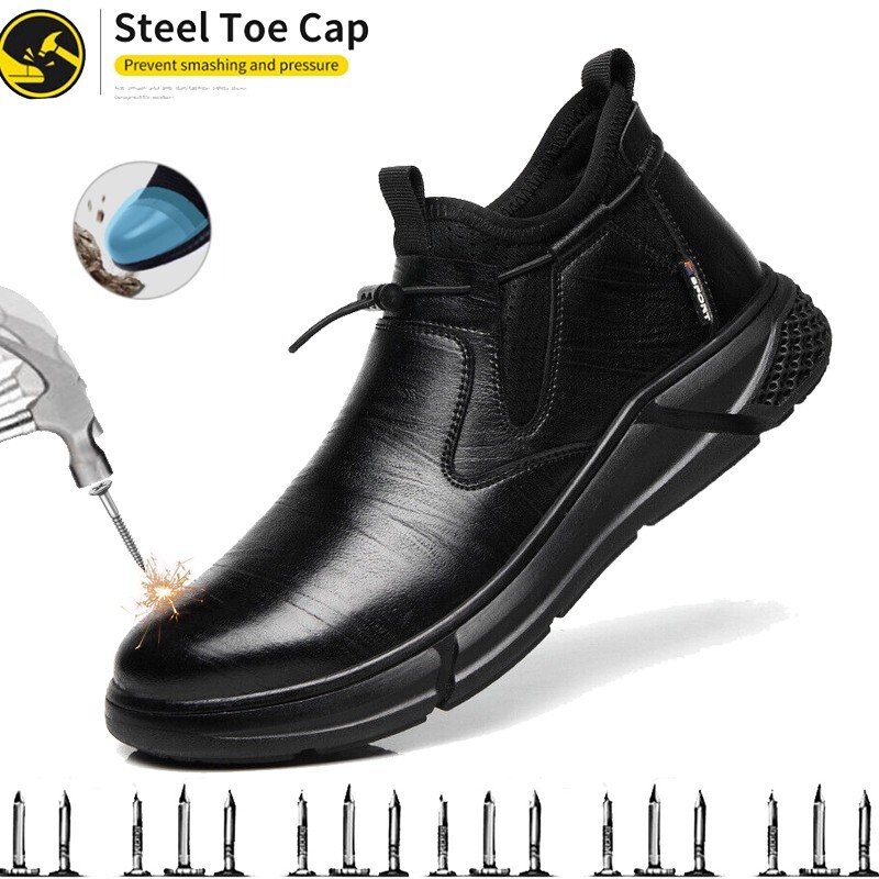 Men Safety Boots Work Indestructible Shoes Steel Toe Protective Boots Anti-smash