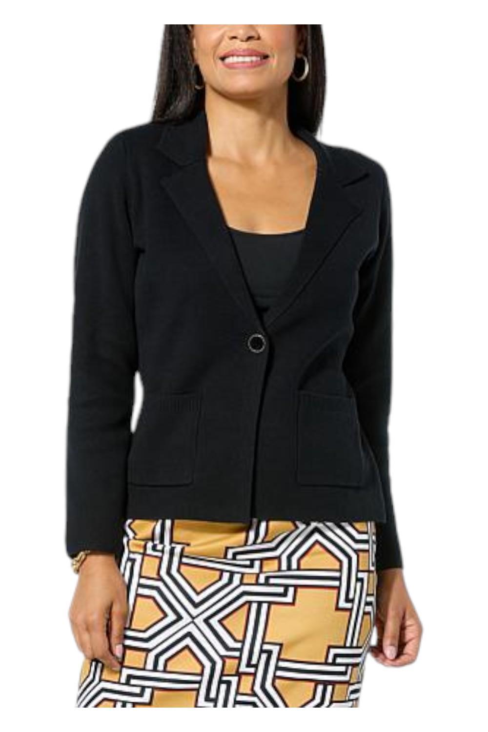 Jaclyn Smith Women’s Sweater Knit Blazer Black