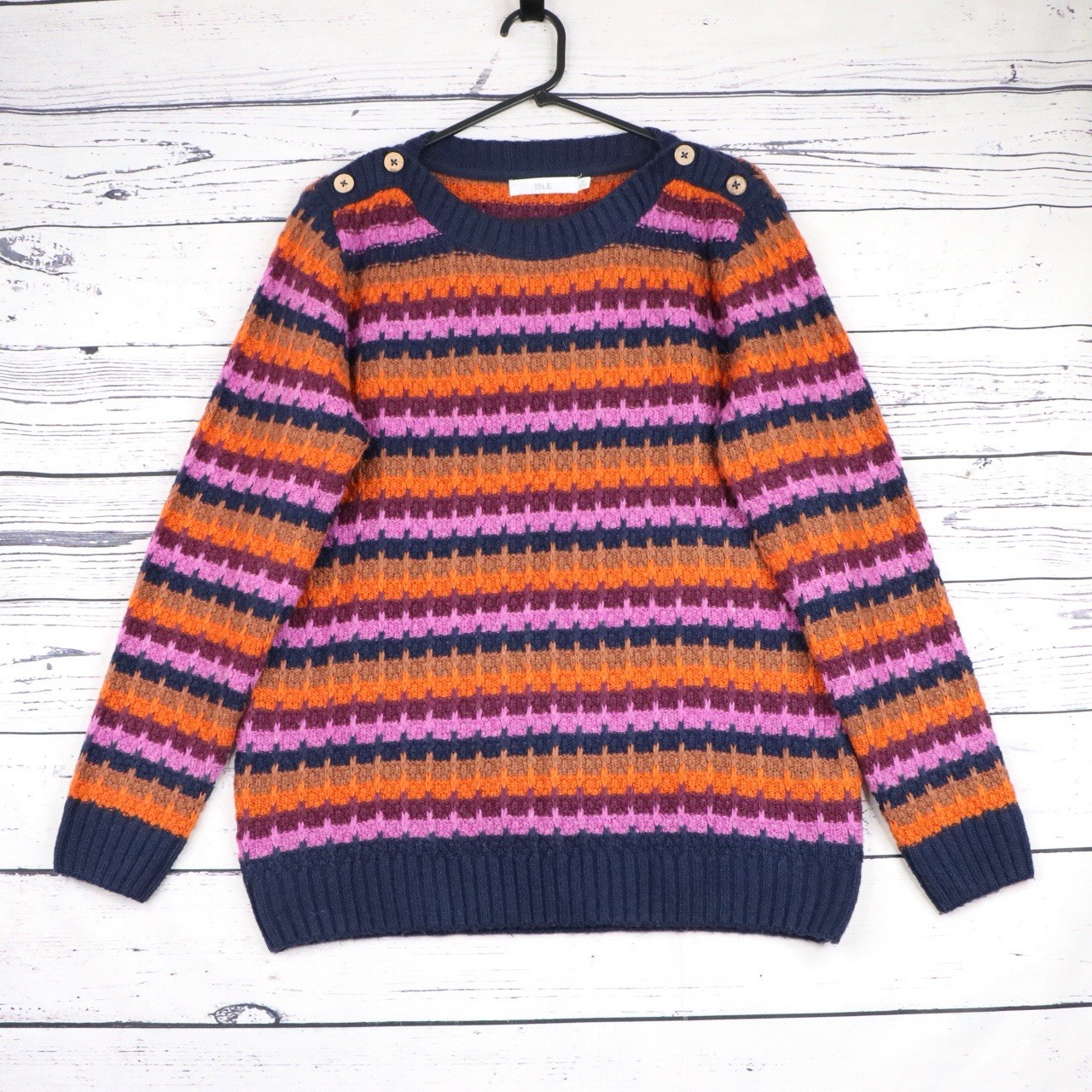EWM Fair Isle Knit Jumper Womens M Patterned Sweater Colourful Fisherman